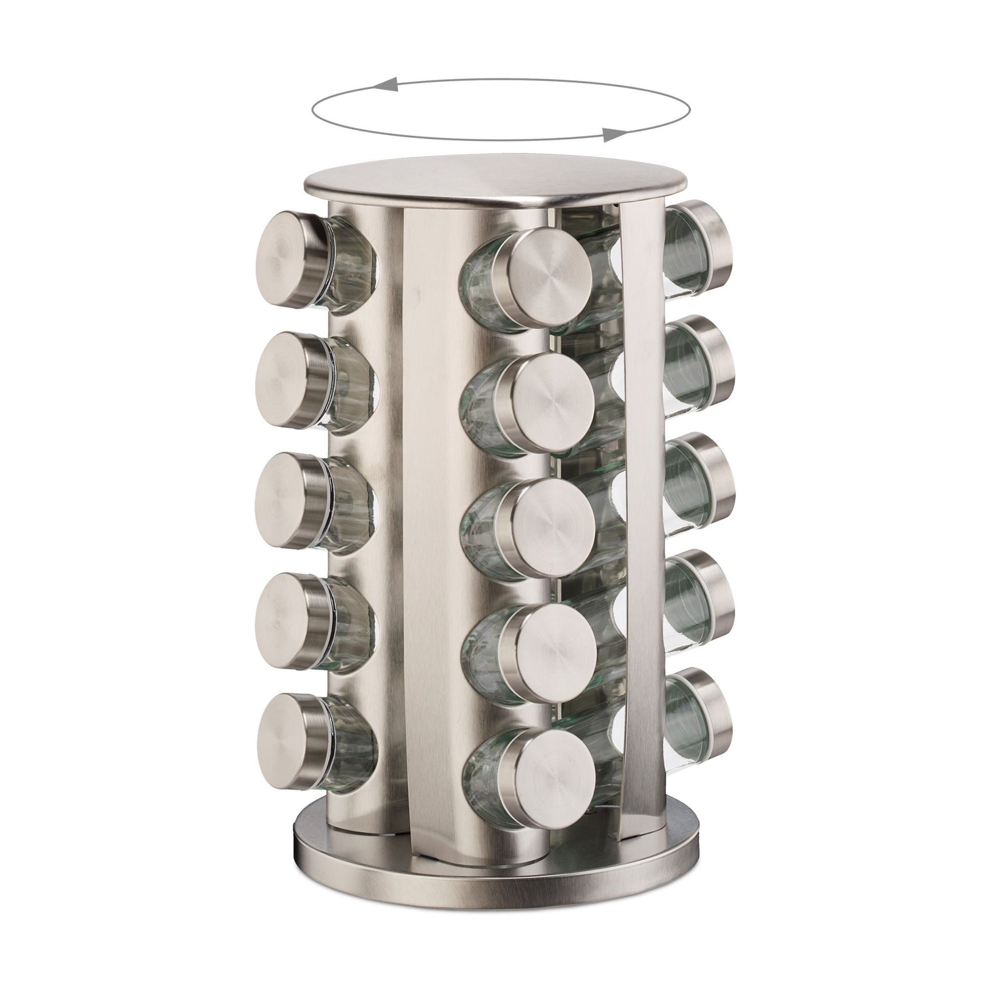 Drehbares Gewürzkarussell mit 20 Gläsern Silber-Transparent von Relaxdays