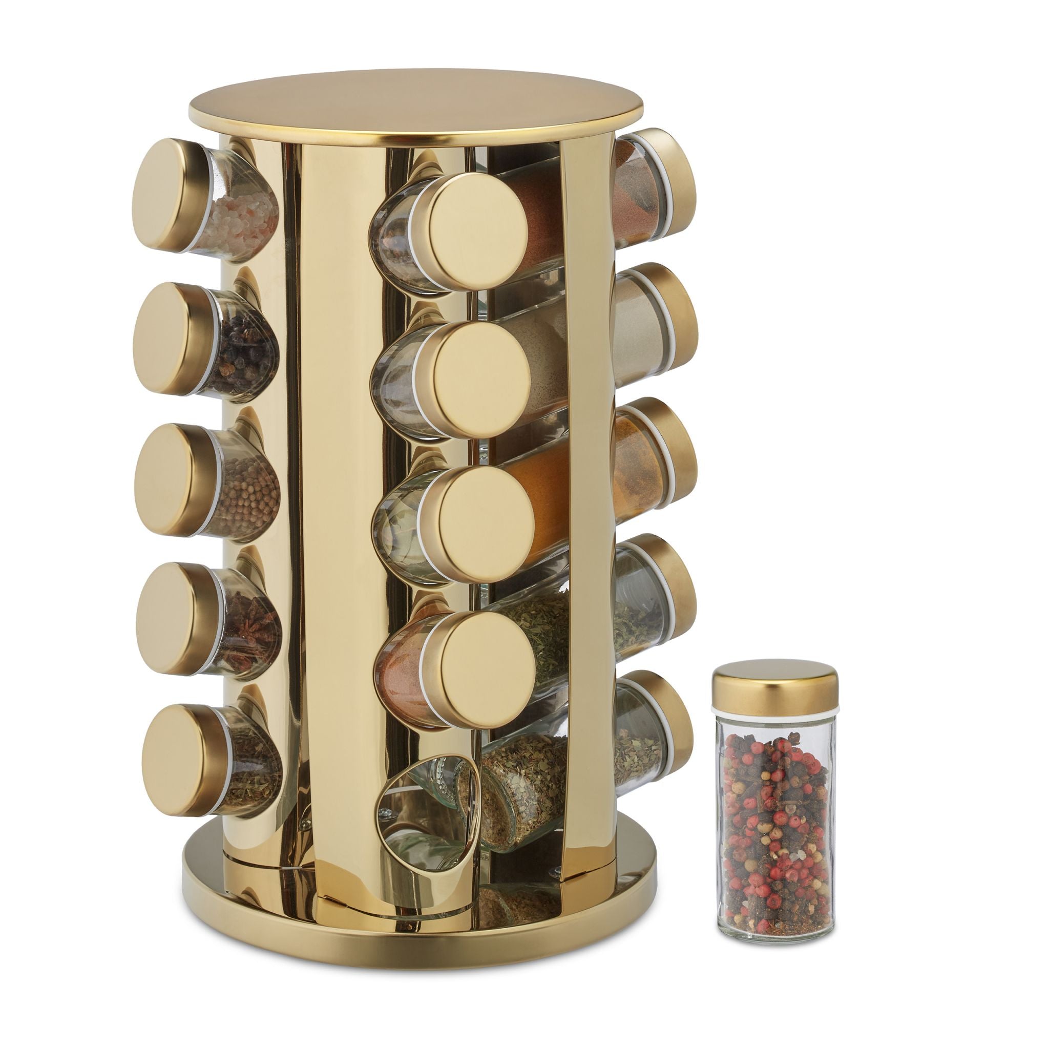 Gewürzregal mit 20 Gewürzgläsern Gold-Transparent von Relaxdays