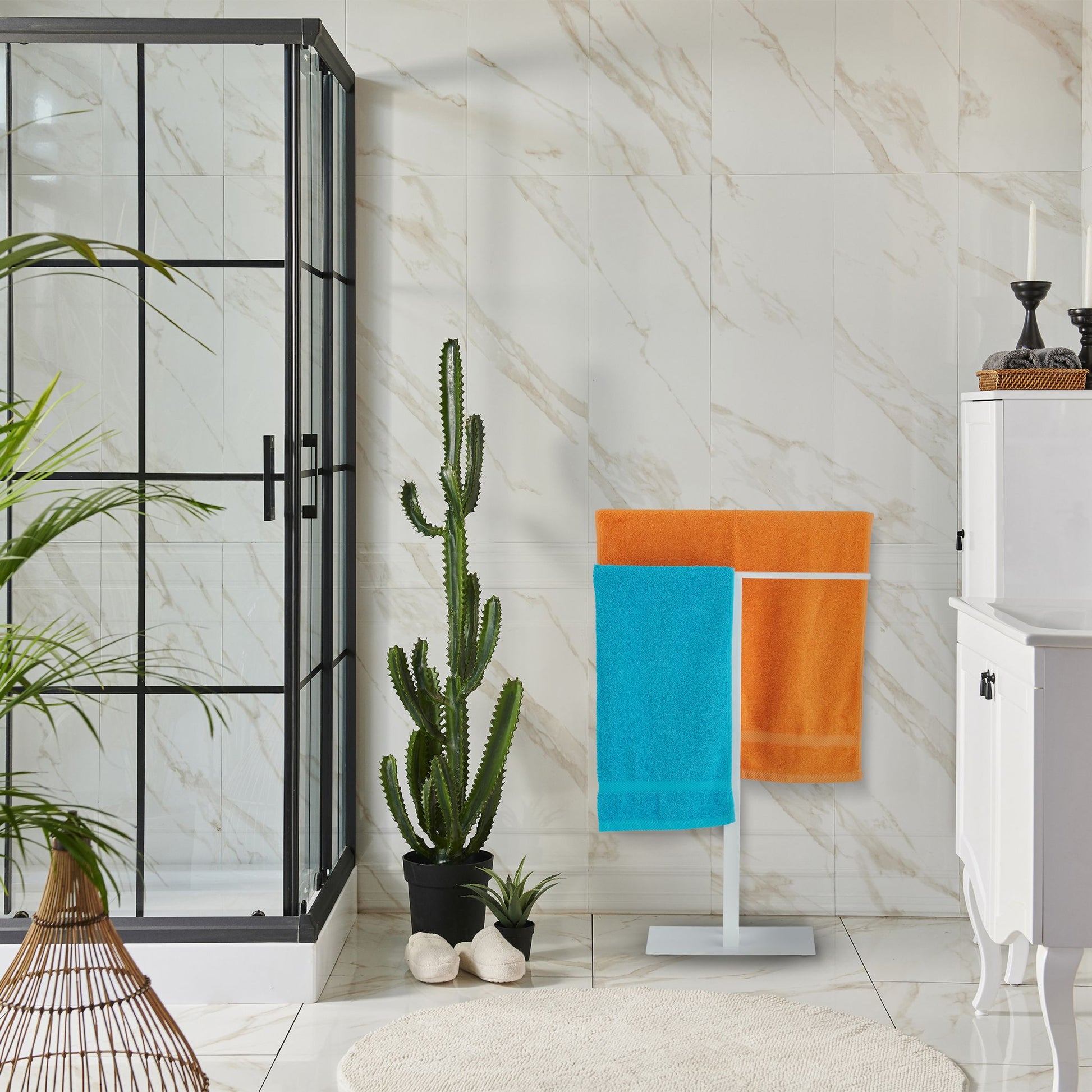 Handtuchständer T-Design Weiss von Relaxdays