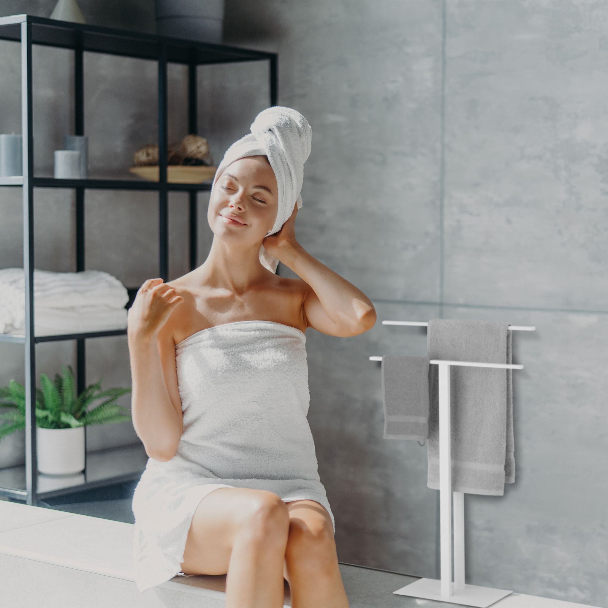 Handtuchständer T-Design Weiss von Relaxdays