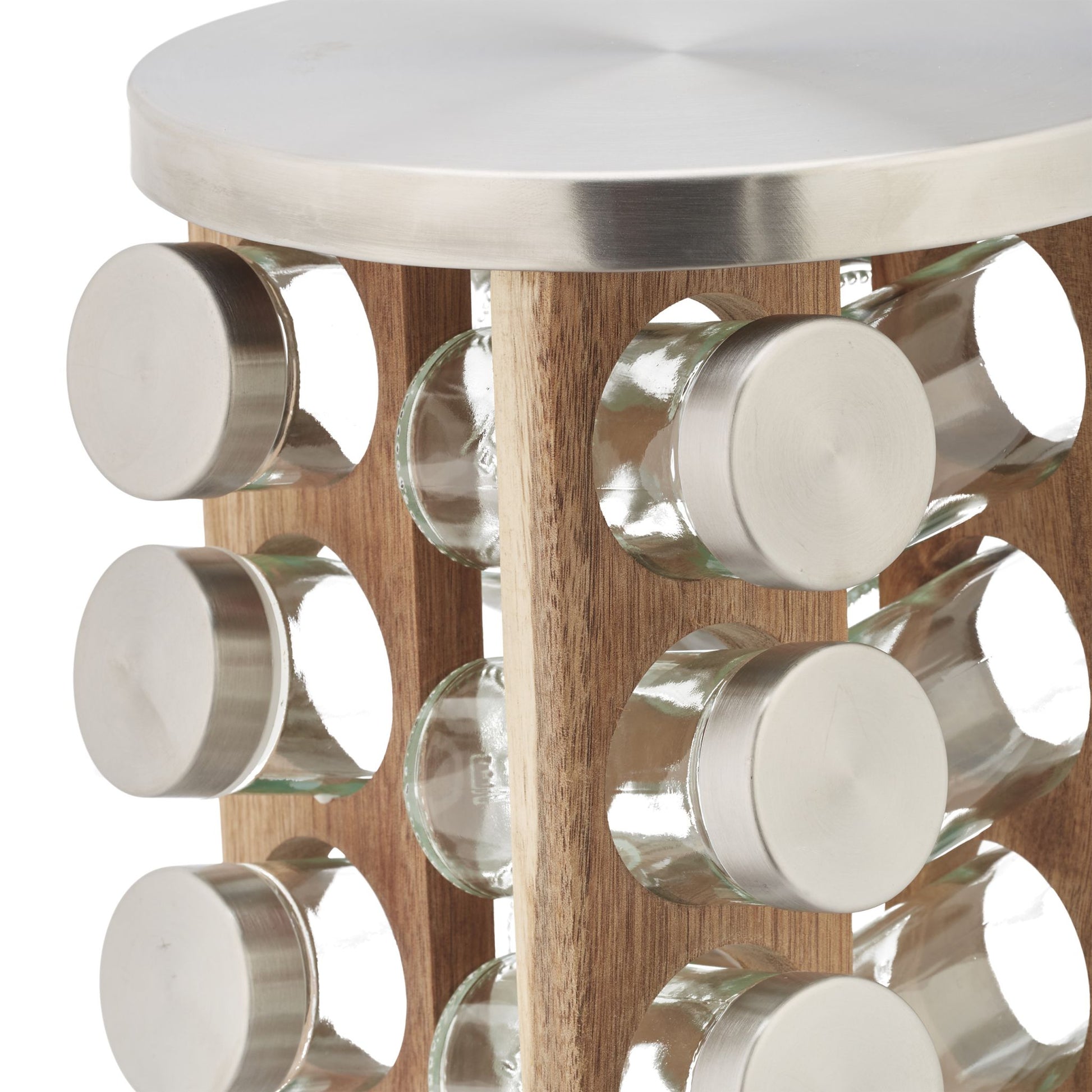 Gewürzkarussell mit 20 Gläsern Hellbraun-Silber-Transparent von Relaxdays