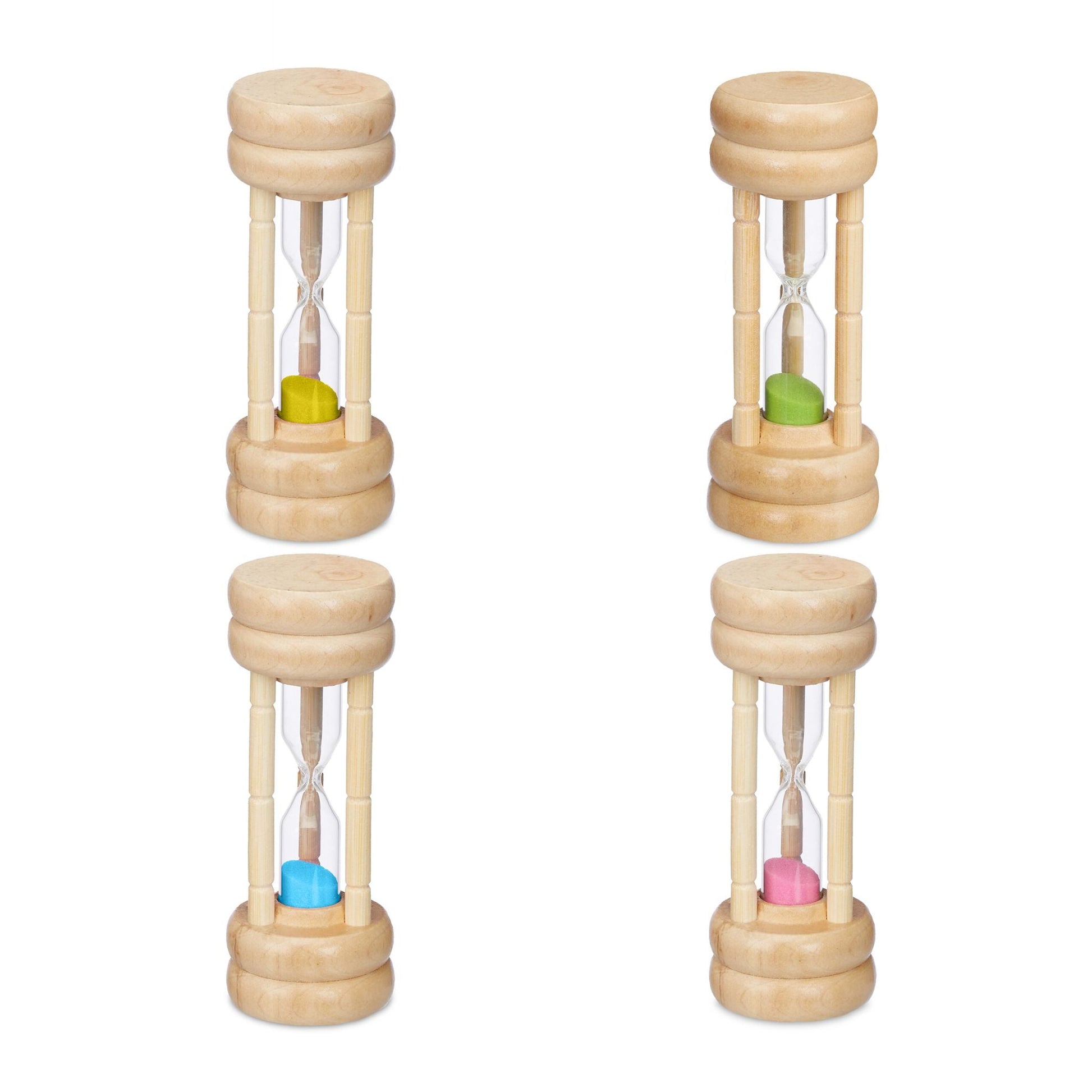 Sanduhren 4er-Set Hellbraun-Transparent von Relaxdays