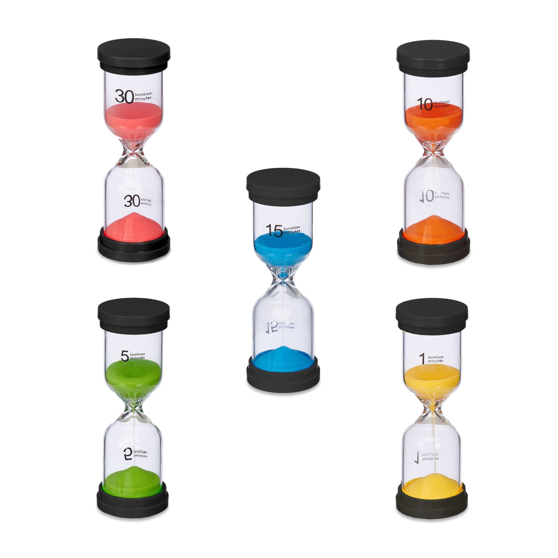Sanduhren 5er-Set Blau-Grün-Schwarz von Relaxdays