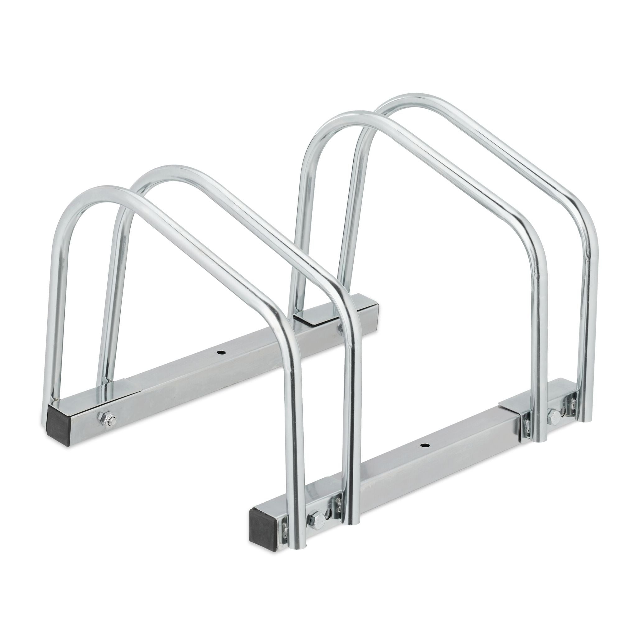 Fahrradständer für 2 Fahrräder Silber von Relaxdays