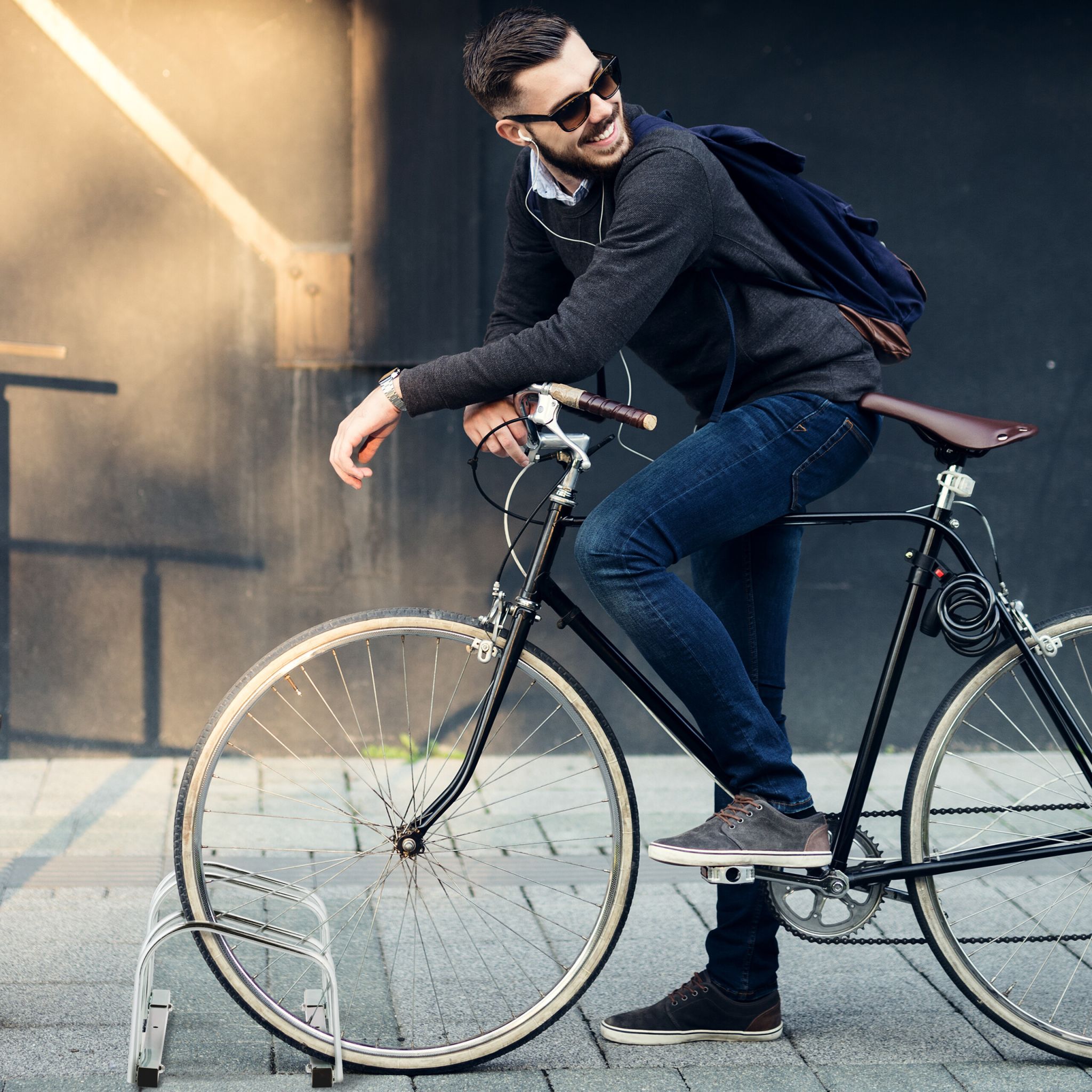 Fahrradständer für 2 Fahrräder Silber von Relaxdays