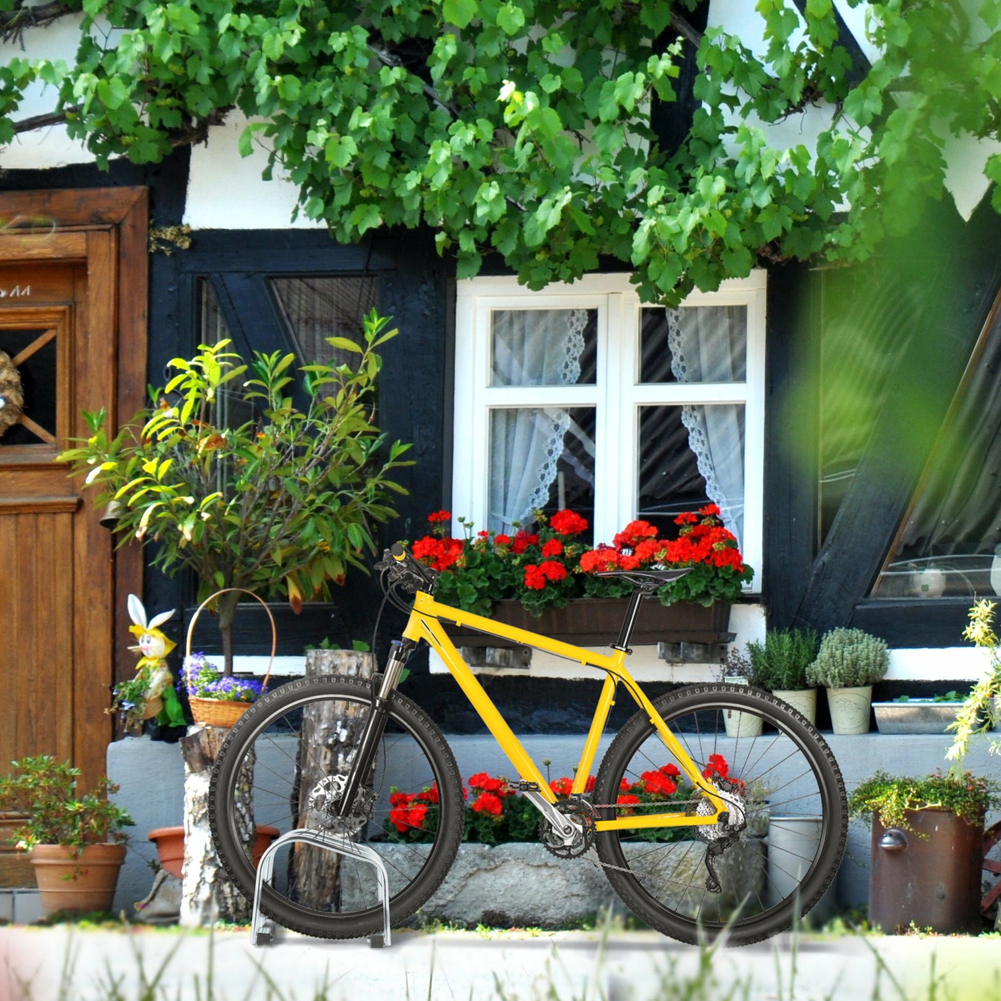 Fahrradständer für 2 Fahrräder Silber von Relaxdays