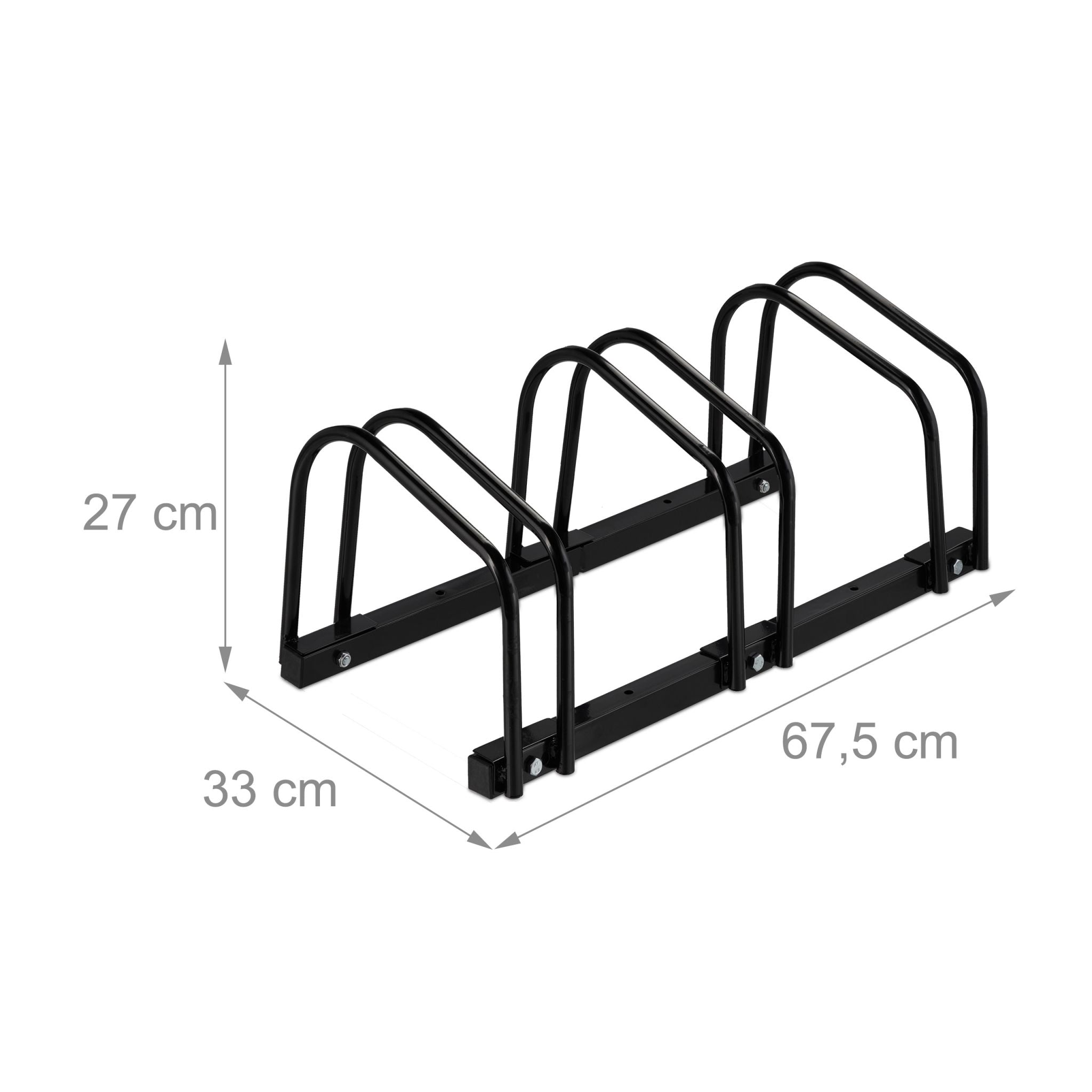 Fahrradständer für 3 Fahrräder schwarz Schwarz von Relaxdays