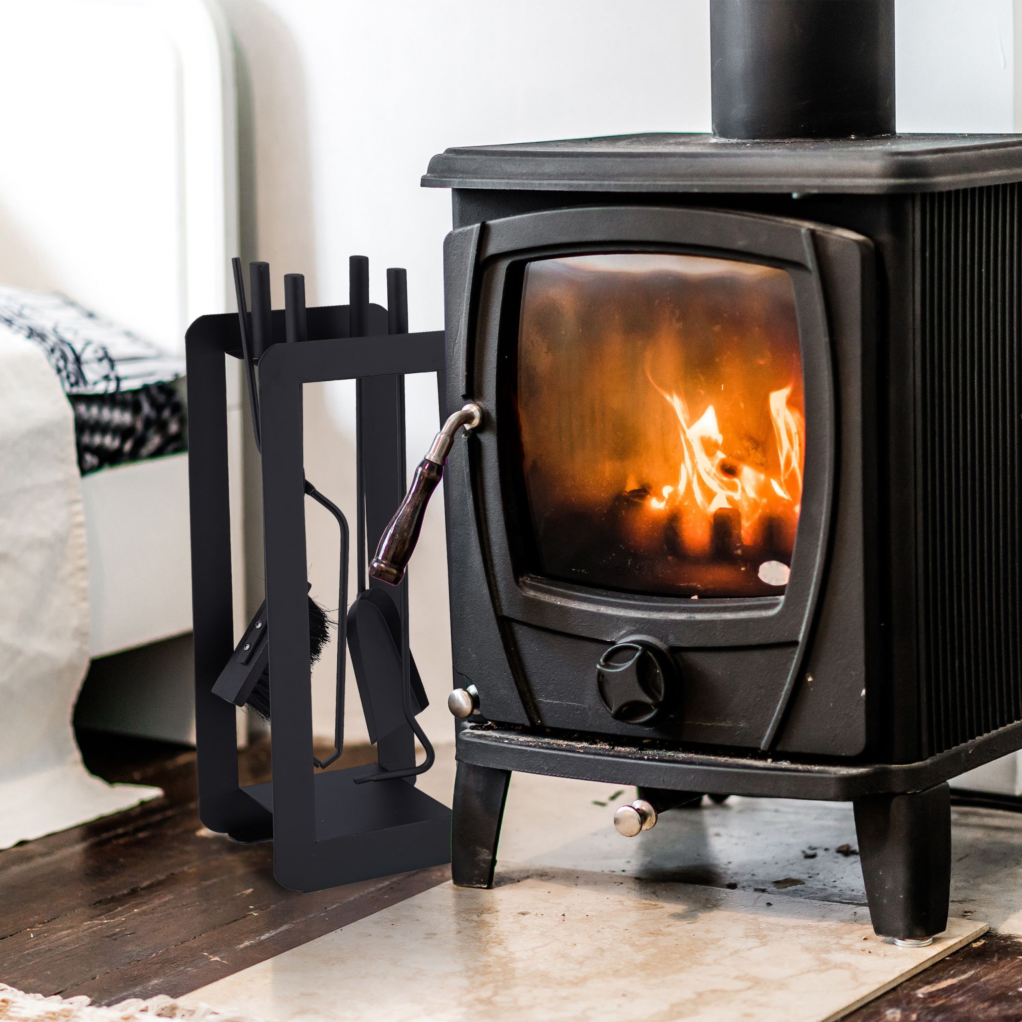 Kaminbesteck 5tlg. Schwarz von Relaxdays