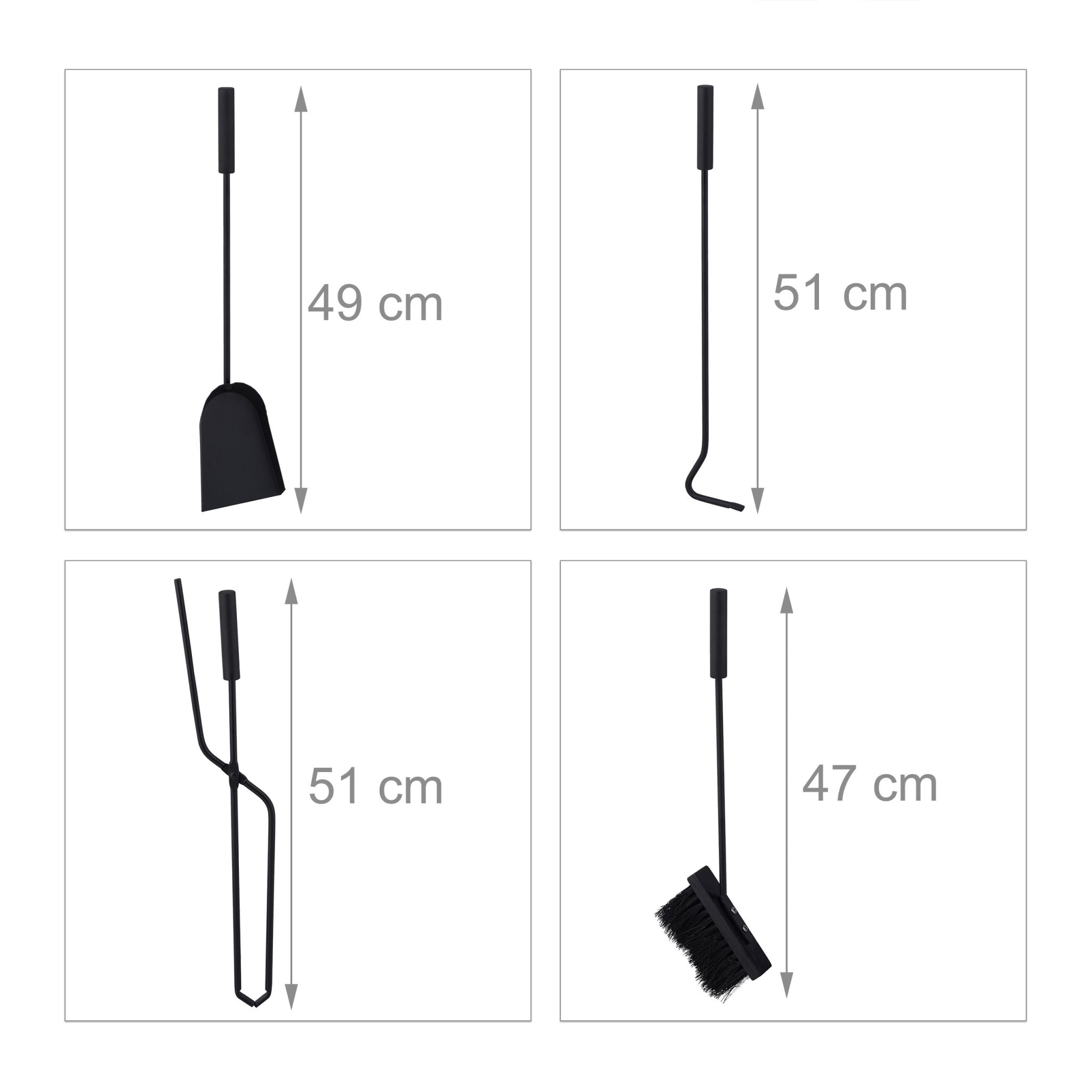 Kaminbesteck 5tlg. Schwarz von Relaxdays