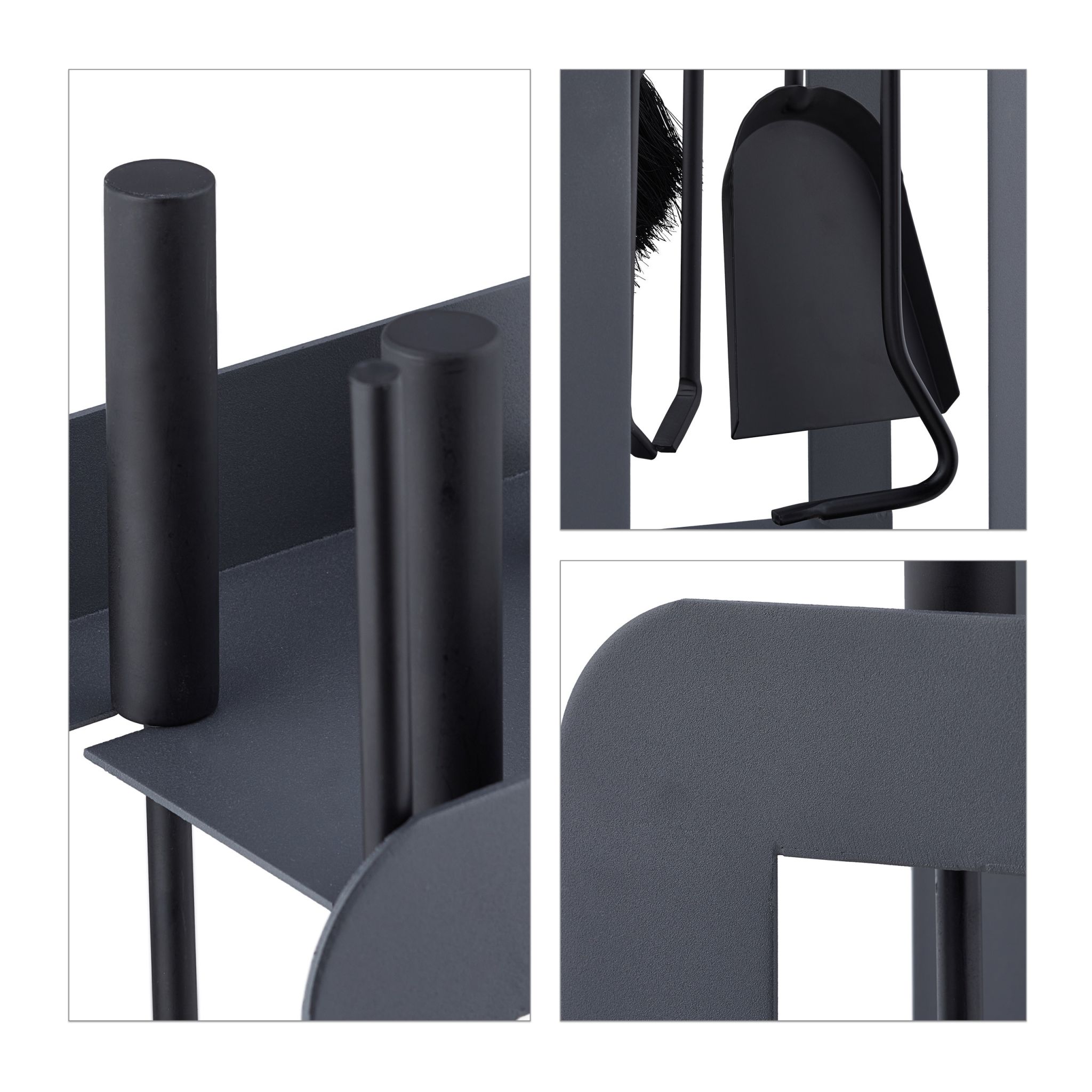 Kaminbesteck 5tlg. Schwarz-Grau von Relaxdays