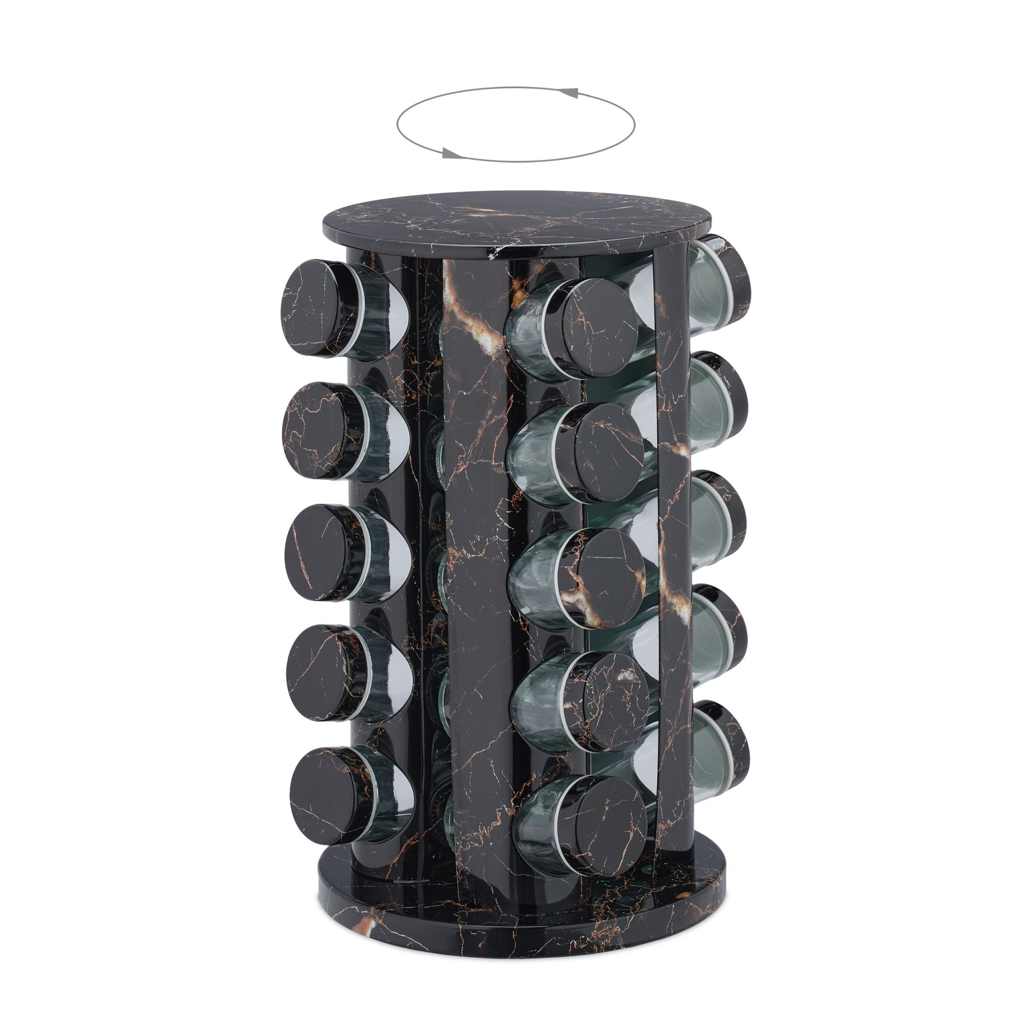 Gewürzkarussell in Marmoroptik Kupfer-Schwarz-Transparent von Relaxdays