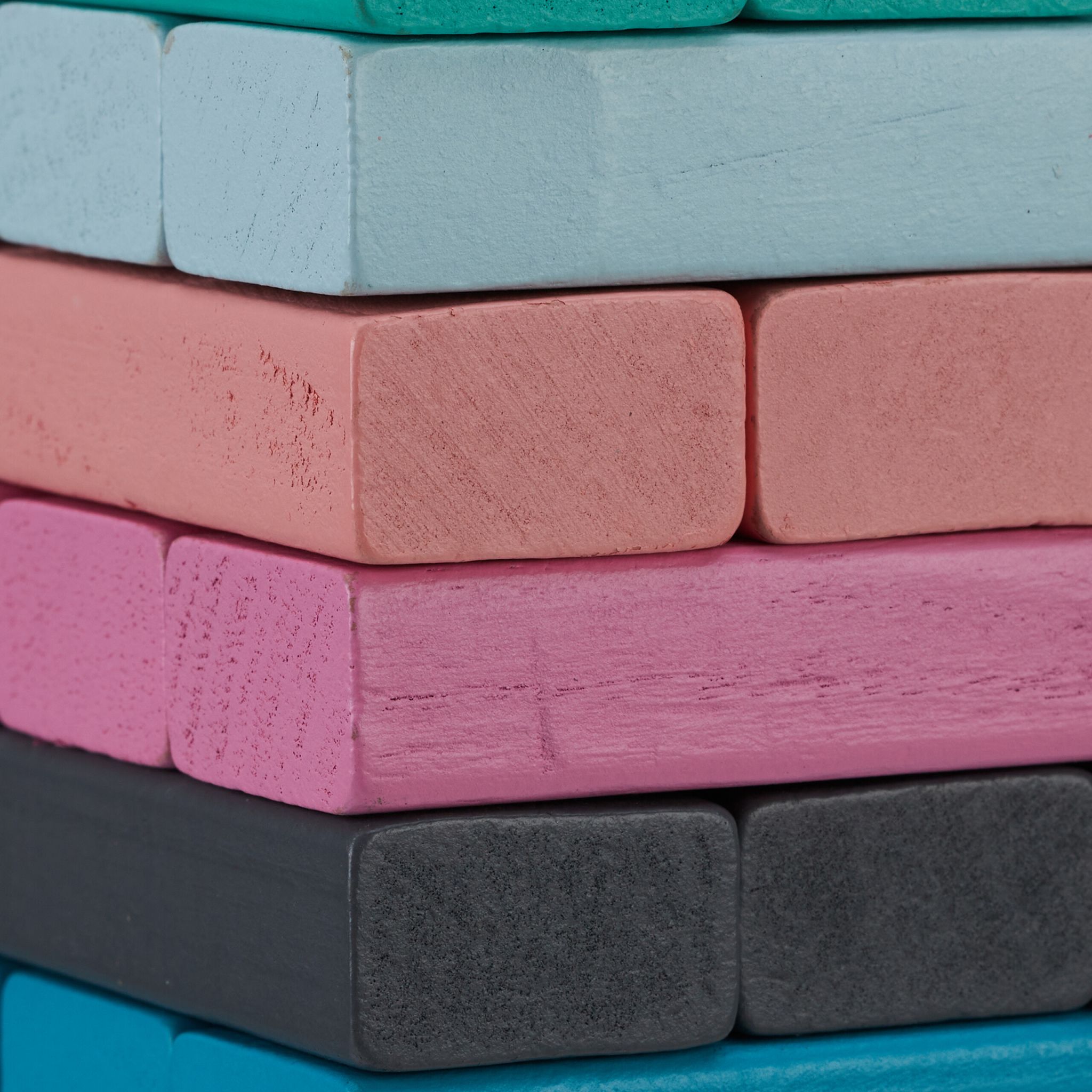 Wackelturm Holz Blau-Rosa-Türkis von Relaxdays