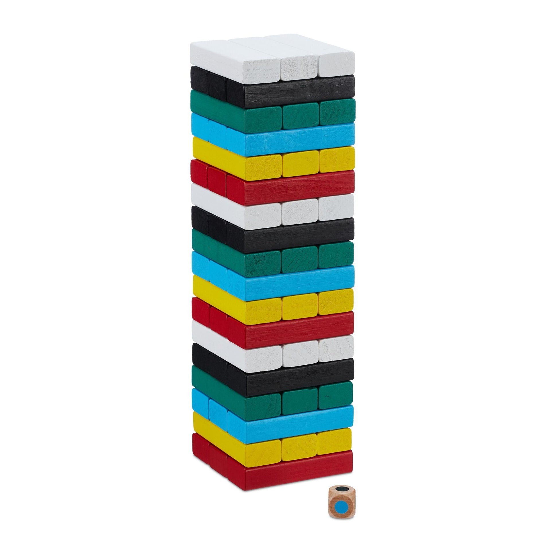 Wackelturm Holz Weiss-Gelb-Rot von Relaxdays