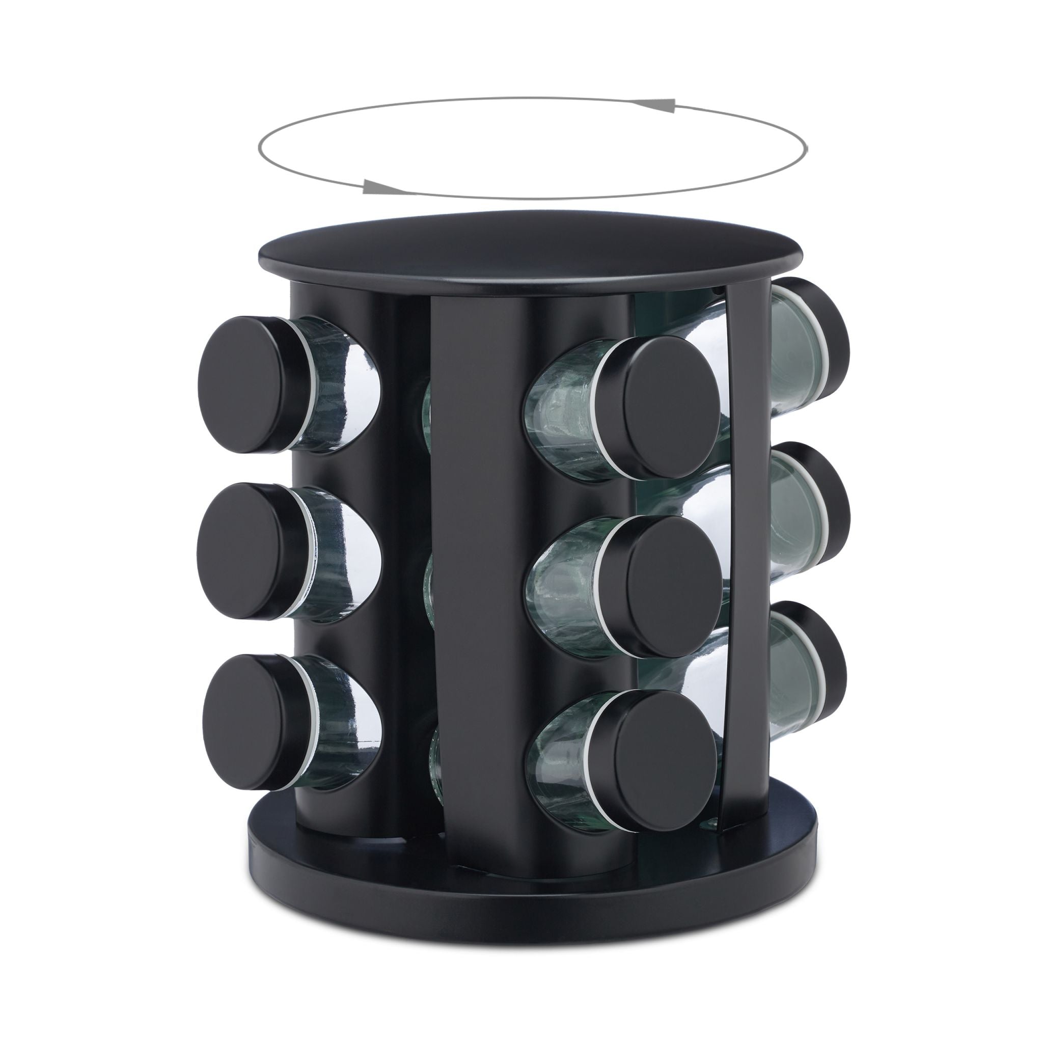 Gewürzkarussell mit 12 Gläsern Schwarz-Transparent von Relaxdays