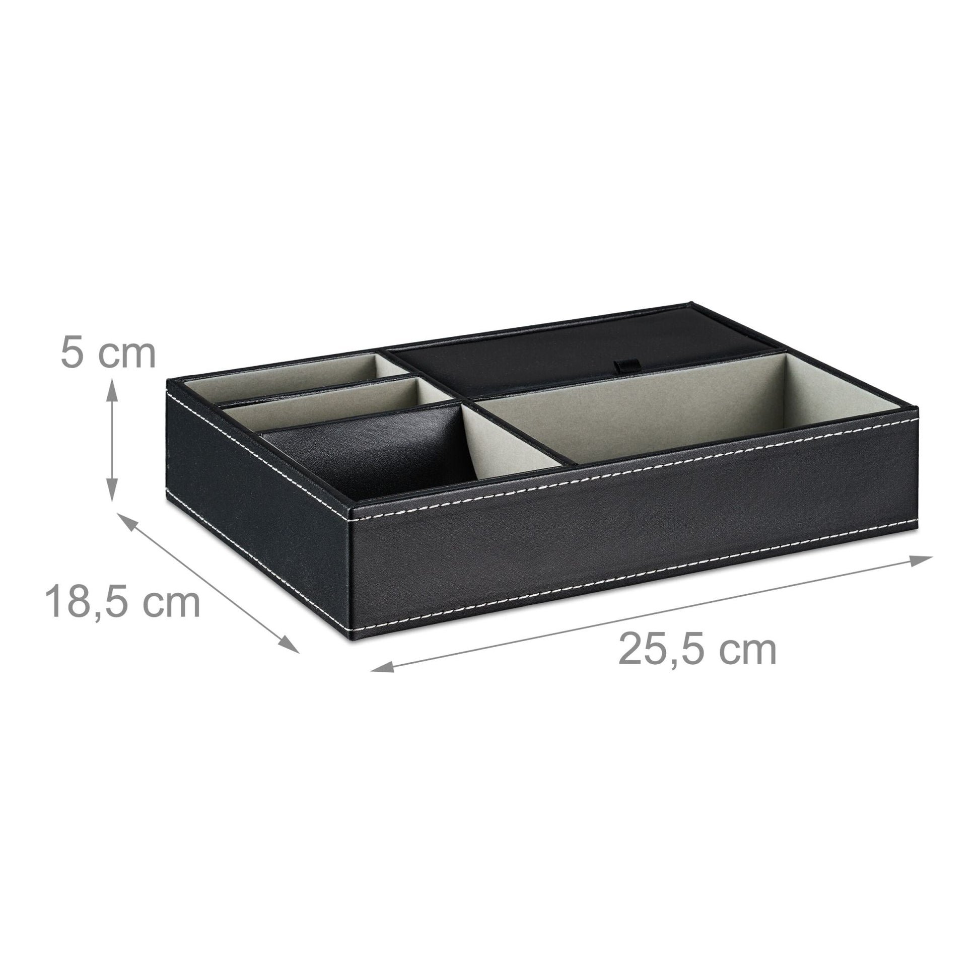 Schmucktablett in Lederoptik Schwarz-Grau von Relaxdays
