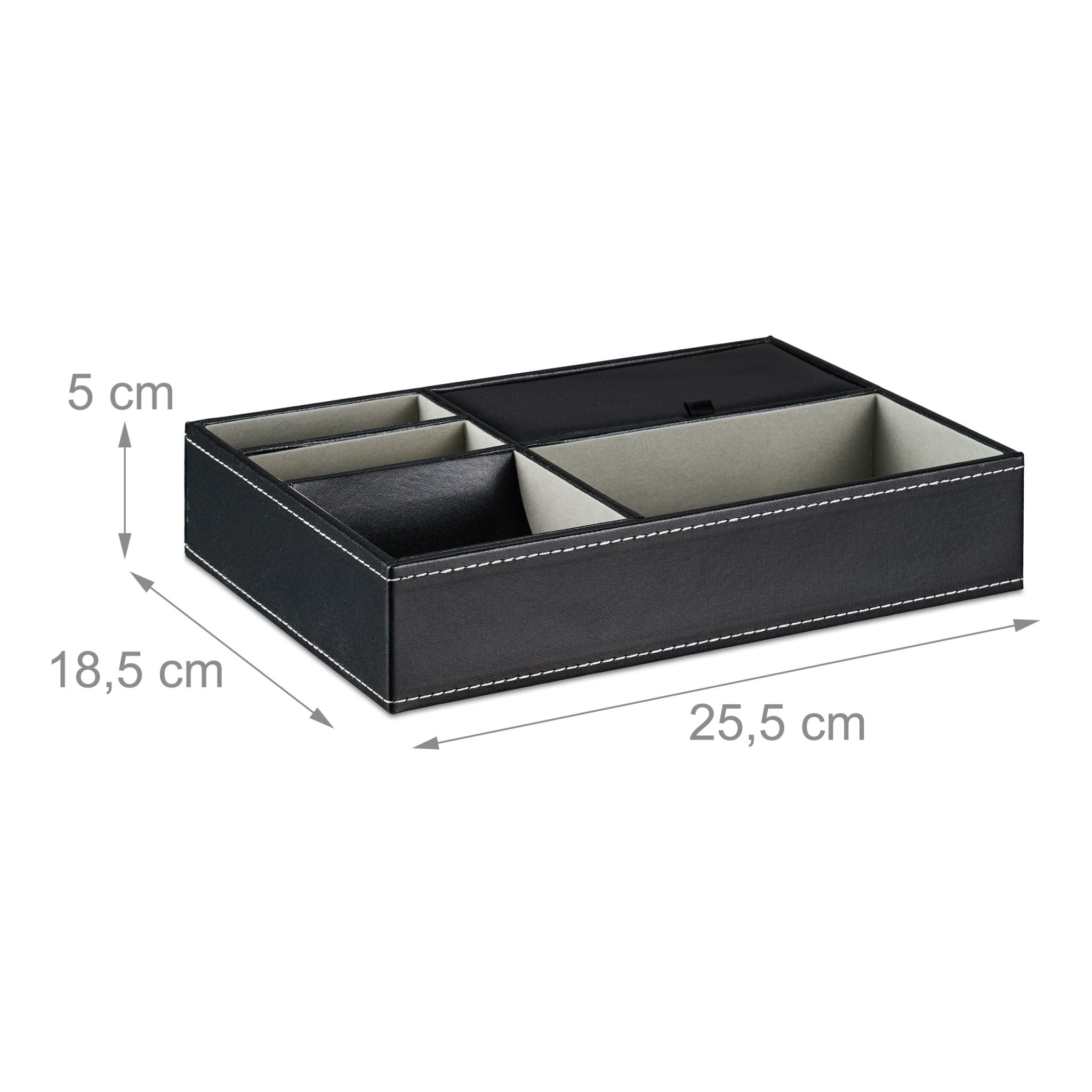 Schmucktablett in Lederoptik Schwarz-Grau von Relaxdays