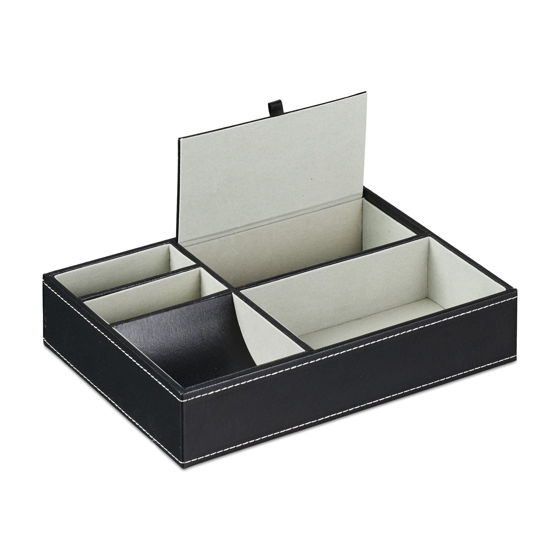 Schmucktablett in Lederoptik Schwarz-Grau von Relaxdays