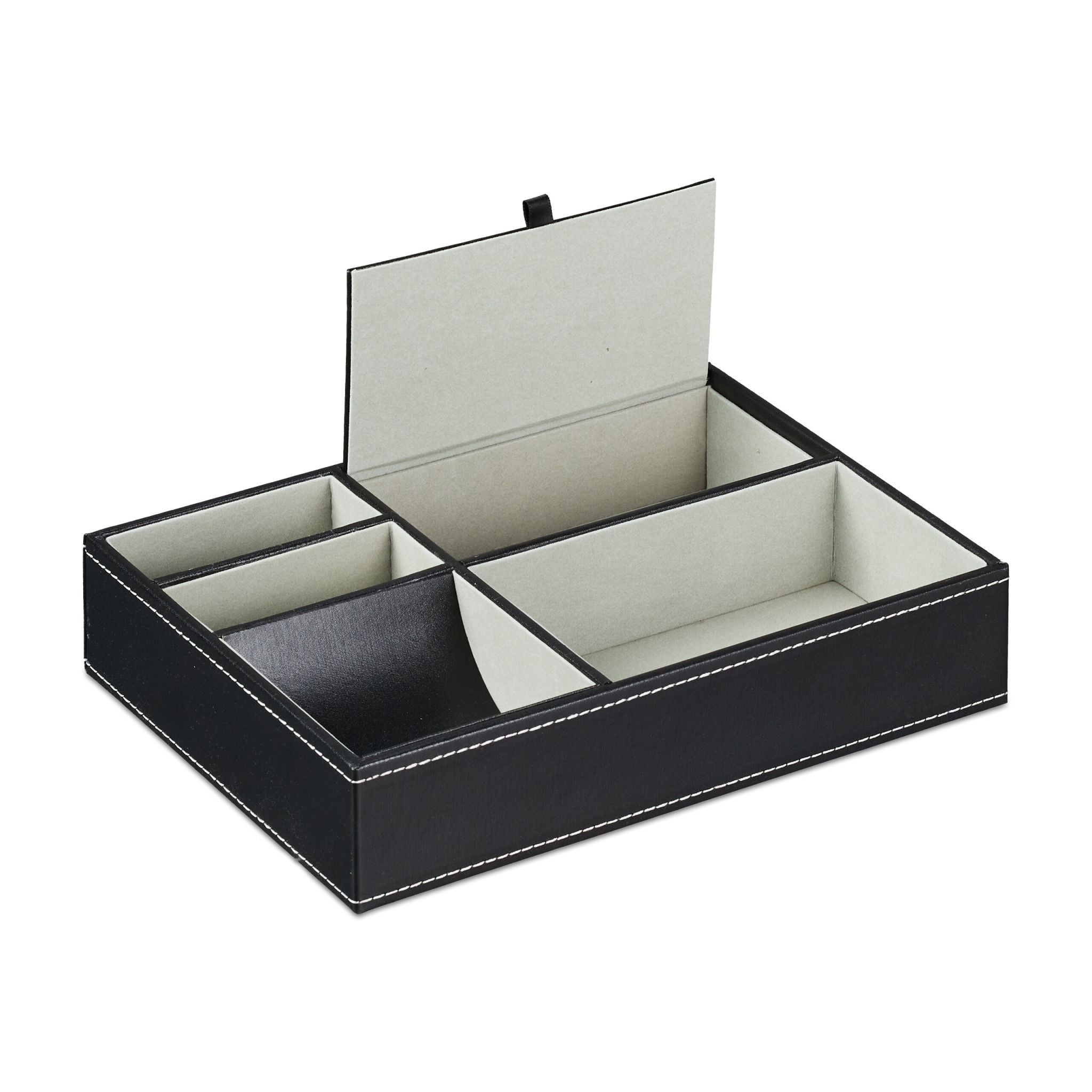 Schmucktablett in Lederoptik Schwarz-Grau von Relaxdays