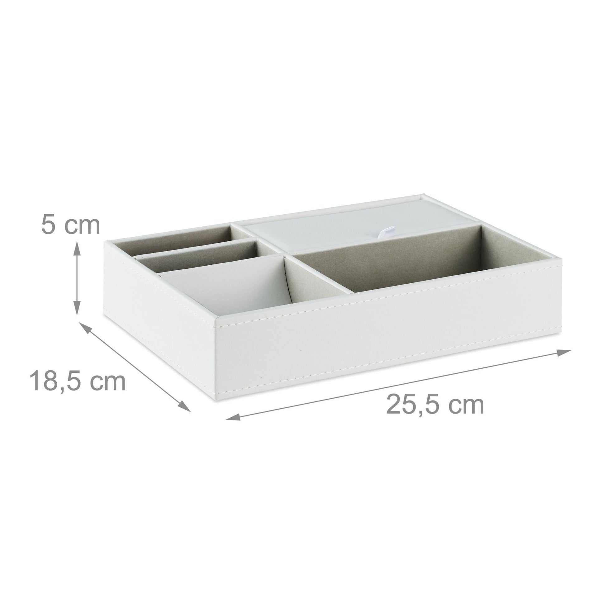 Schmucktablett in Lederoptik Weiss-Grau von Relaxdays