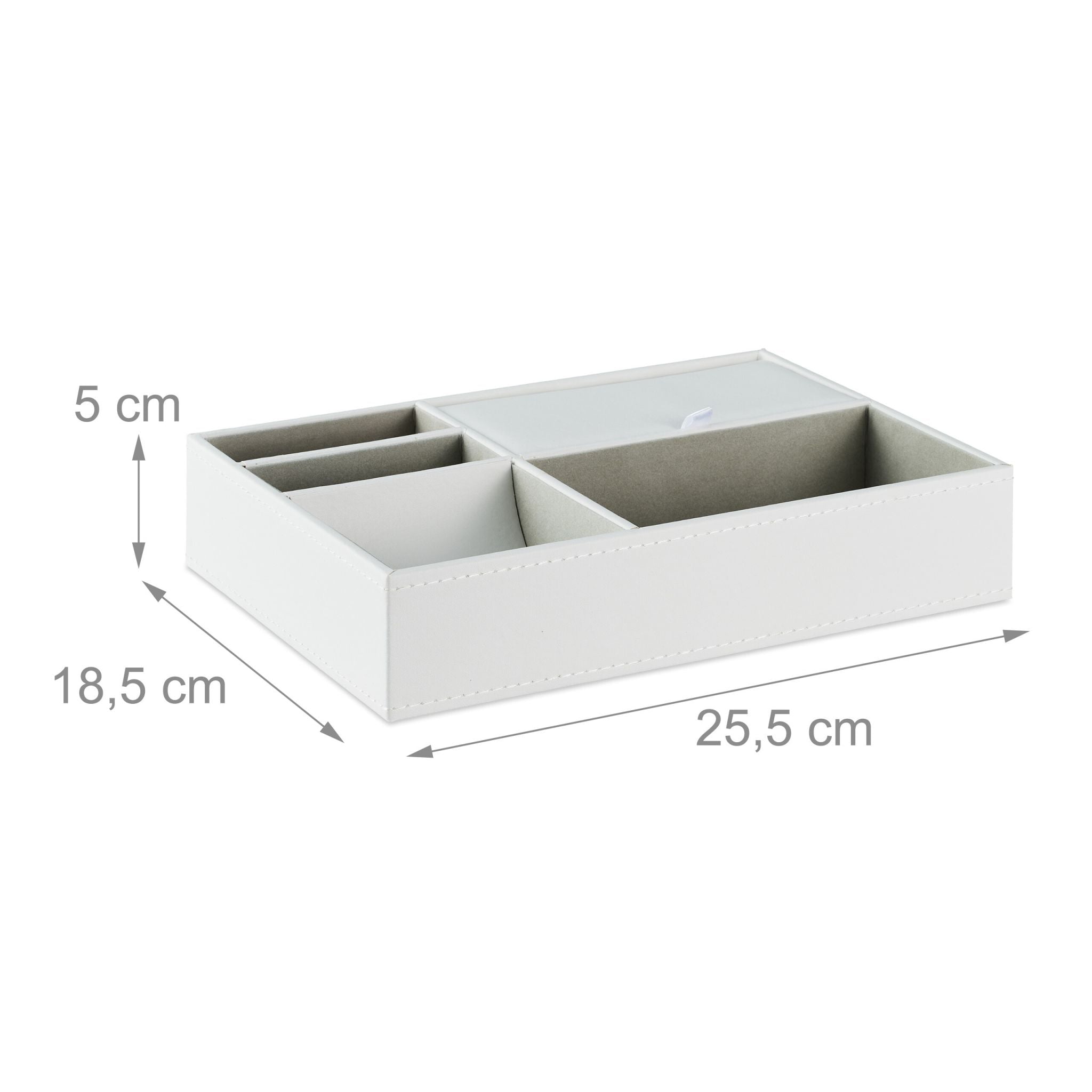 Schmucktablett in Lederoptik Weiss-Grau von Relaxdays