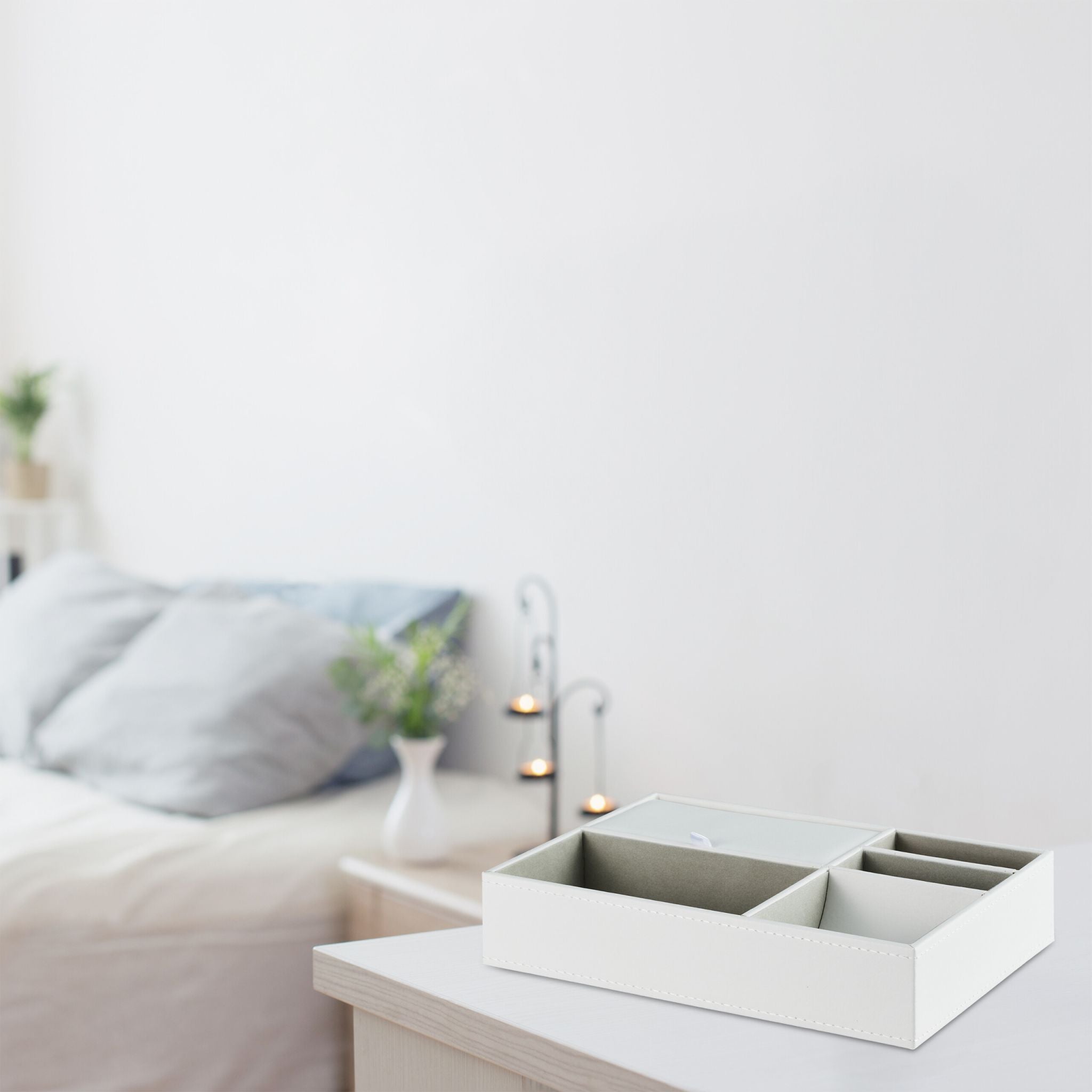 Schmucktablett in Lederoptik Weiss-Grau von Relaxdays