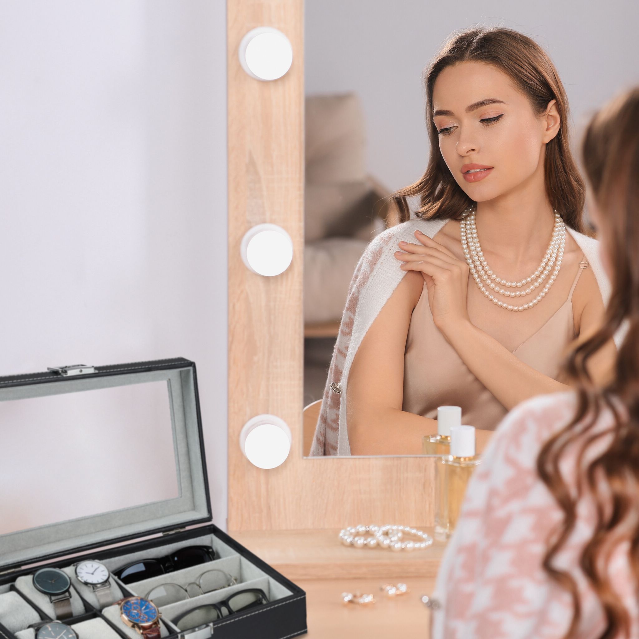 Schmuckaufbewahrung in Lederoptik Schwarz-Grau von Relaxdays