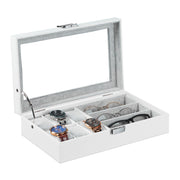 Schmuckaufbewahrung in Lederoptik Weiss-Grau von Relaxdays
