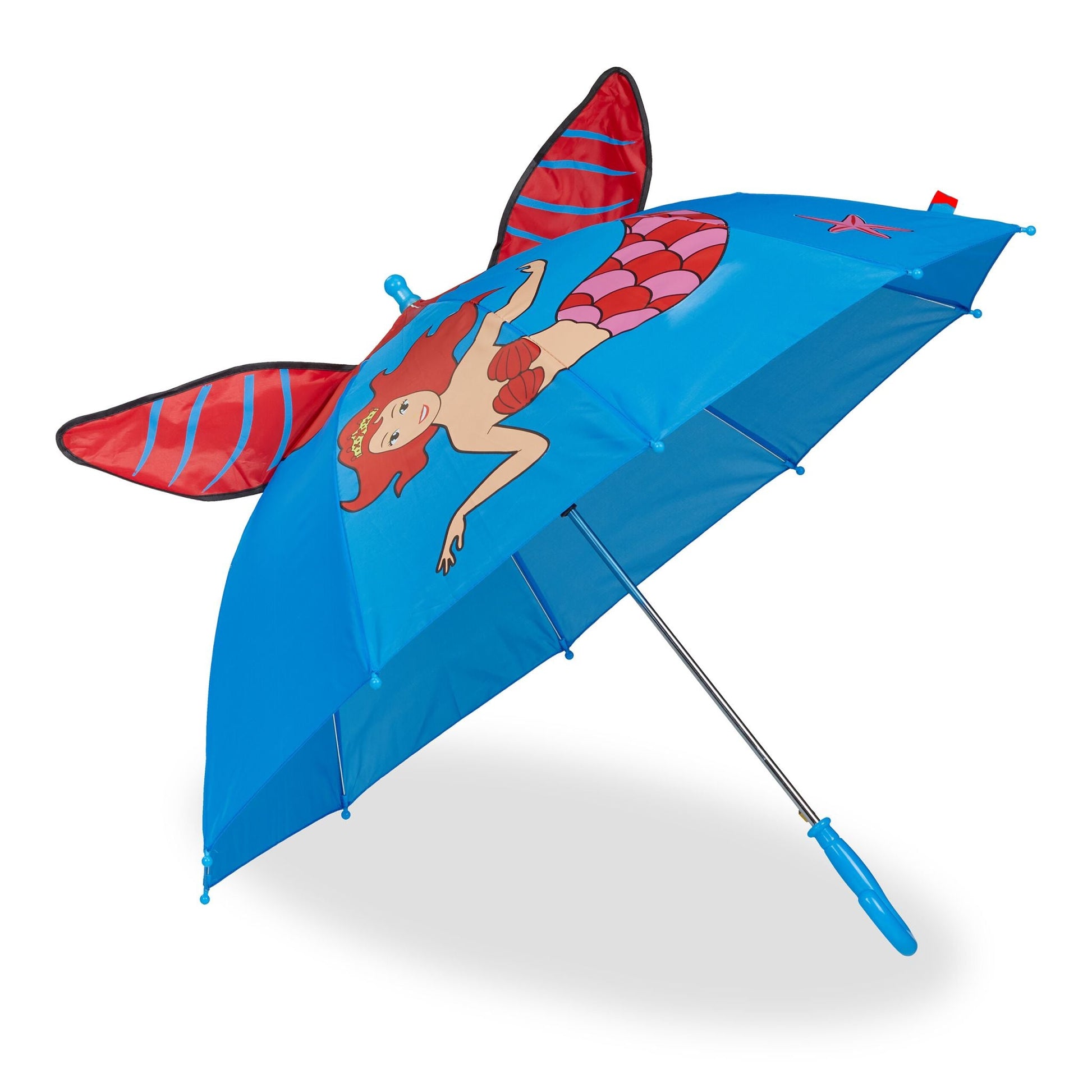 Kinderregenschirm Meerjungfrau Blau-Pink-Rot von Relaxdays