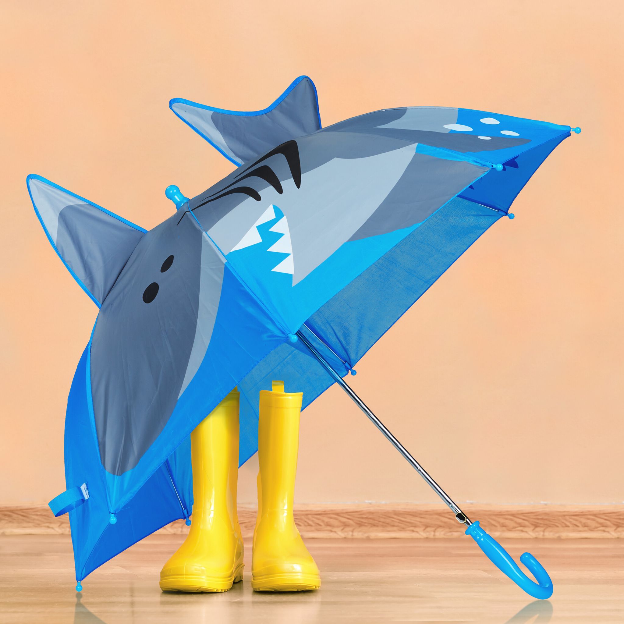 Kinderregenschirm Hai Weiss-Blau-Grau von Relaxdays