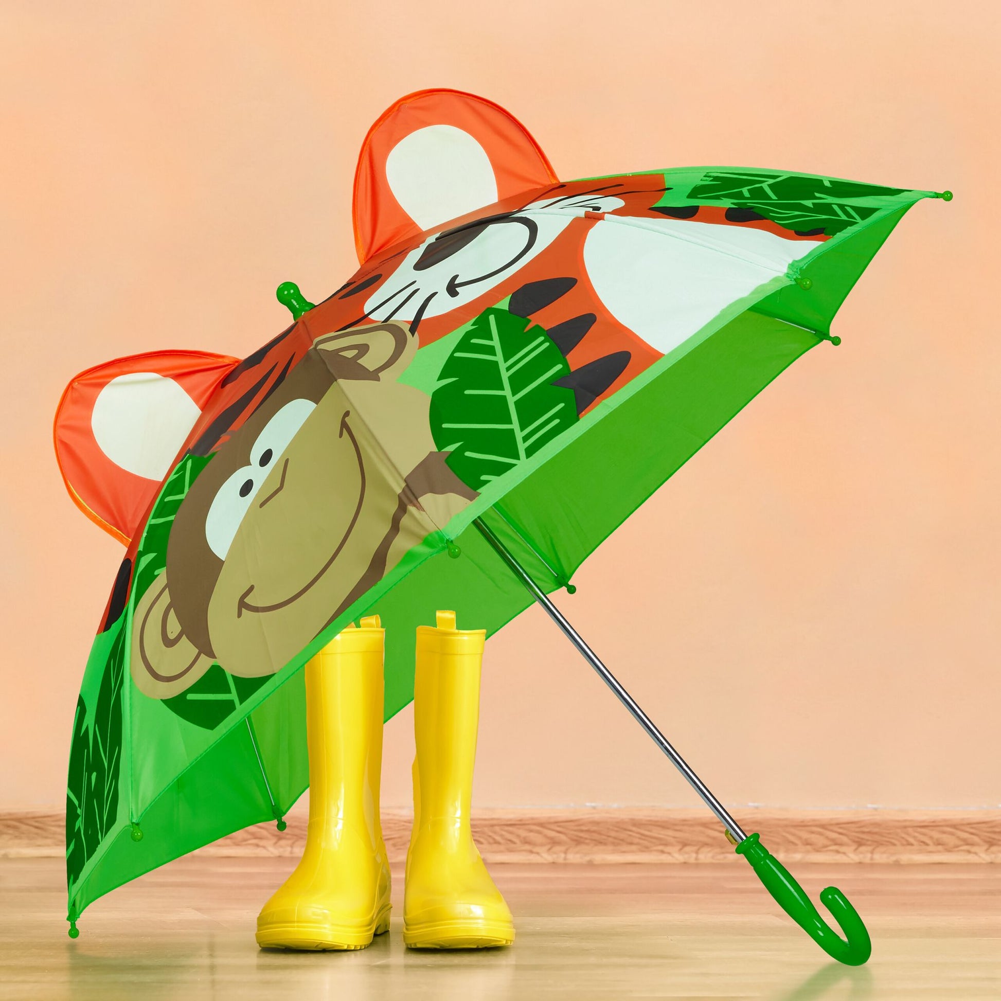 Kinderregenschirm Dschungel Braun-Grün-Orange von Relaxdays