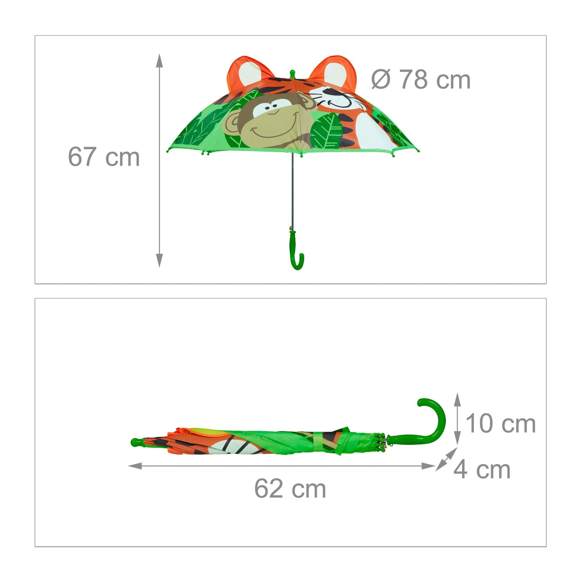 Kinderregenschirm Dschungel Braun-Grün-Orange von Relaxdays