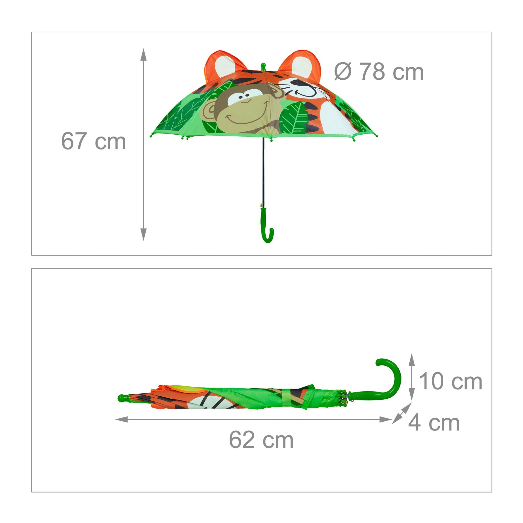Kinderregenschirm Dschungel Braun-Grün-Orange von Relaxdays