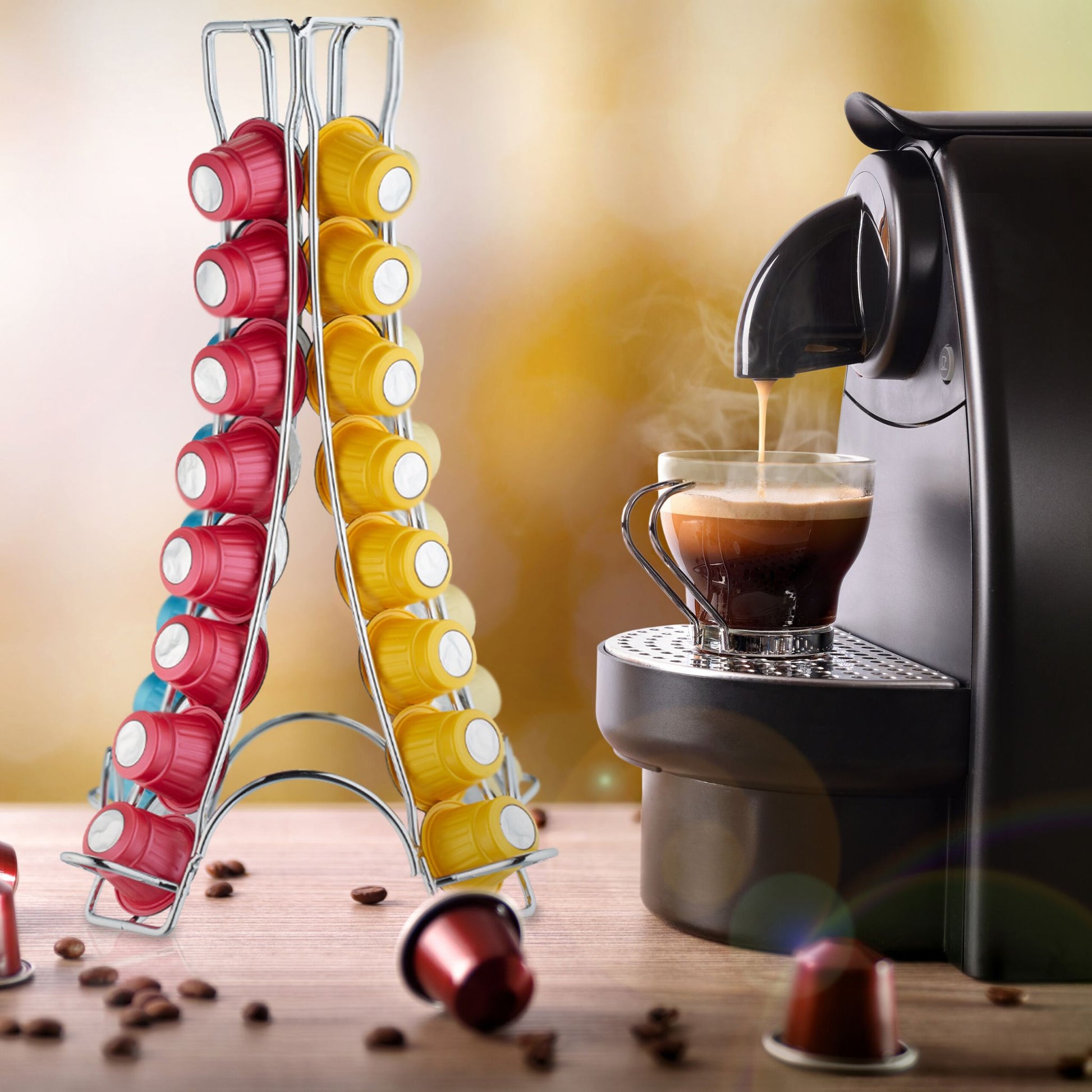 Nespresso Kapselhalter für 32 Kapseln Silber von Relaxdays