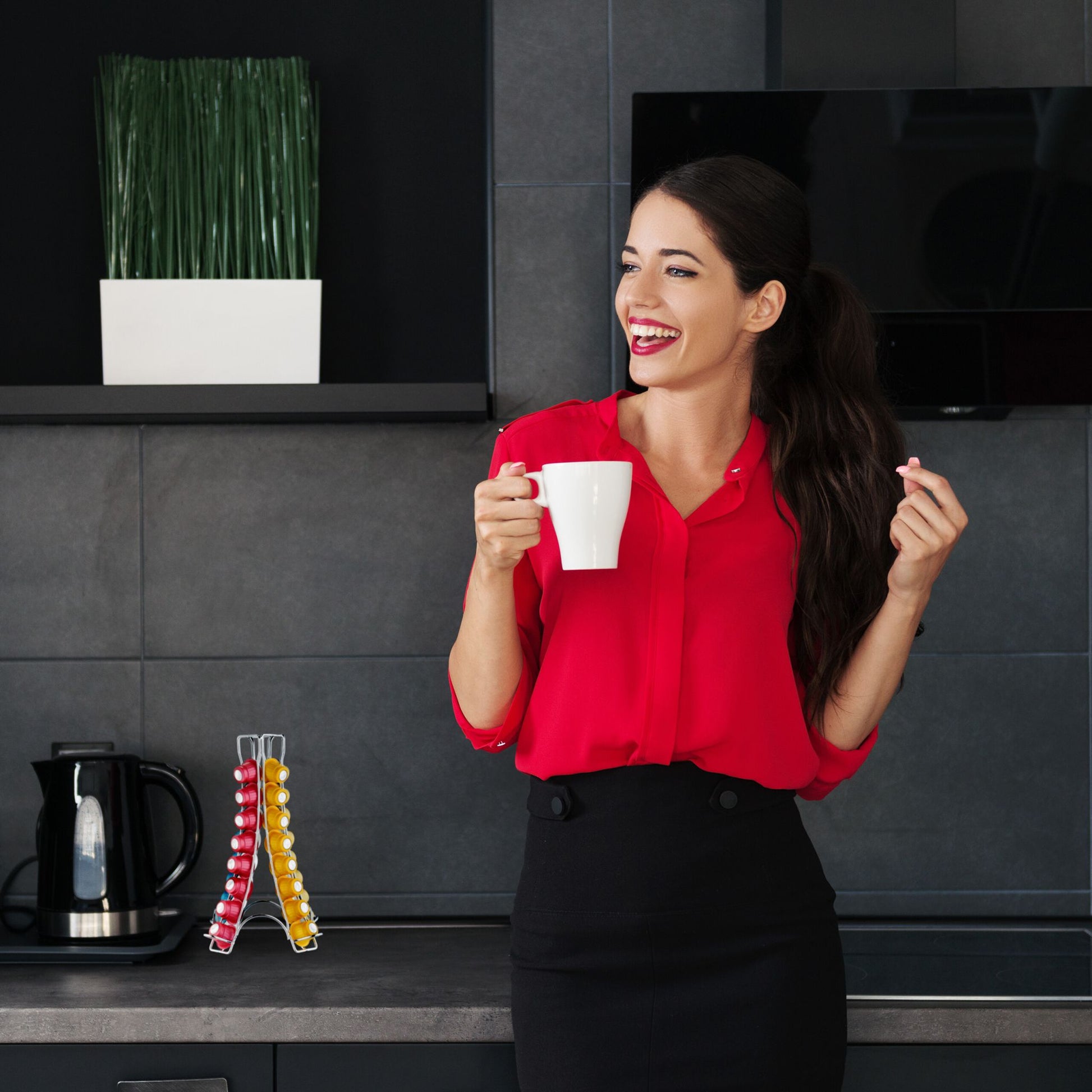 Nespresso Kapselhalter für 32 Kapseln Silber von Relaxdays