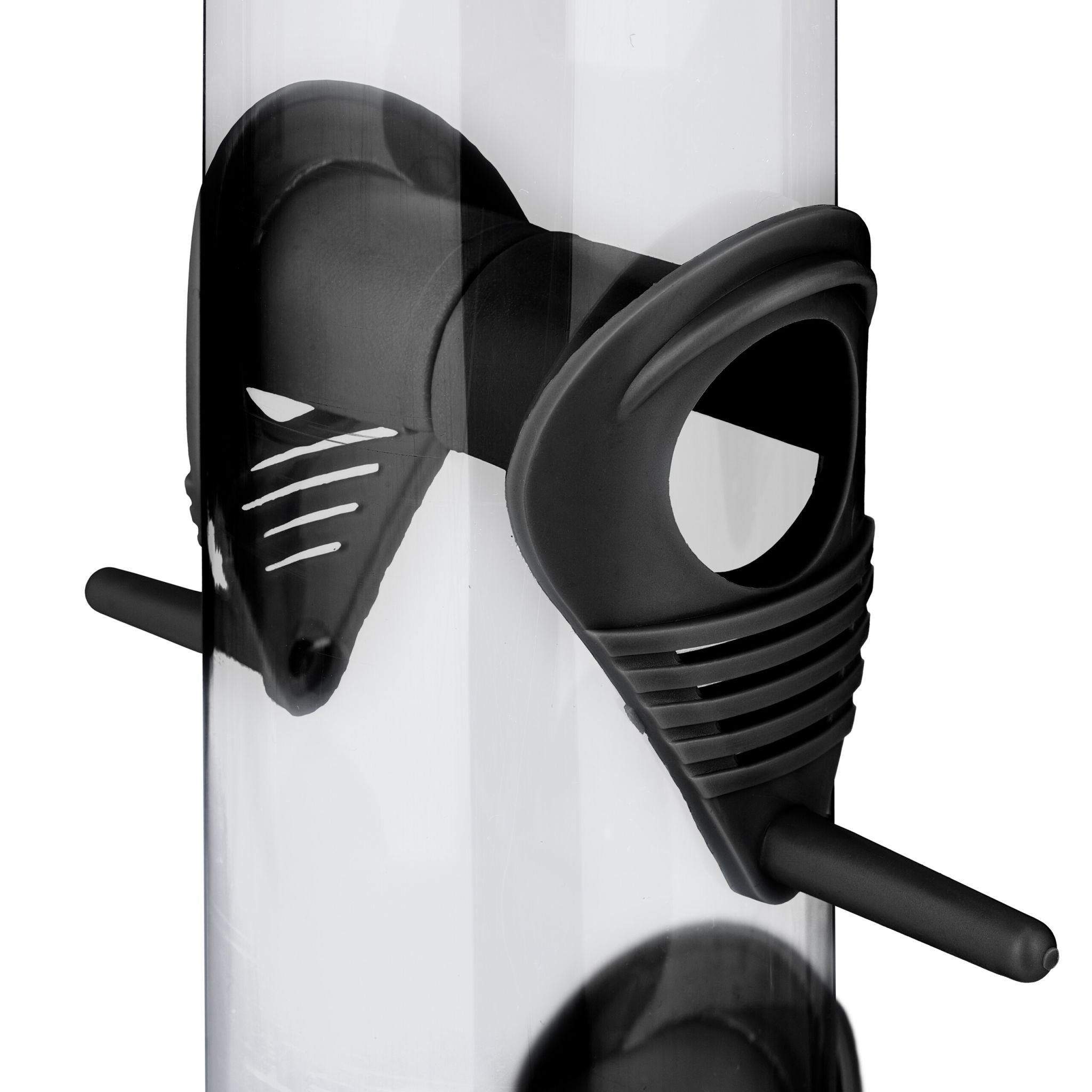Vogelfutterspender zum Aufhängen Schwarz-Silber-Transparent von Relaxdays