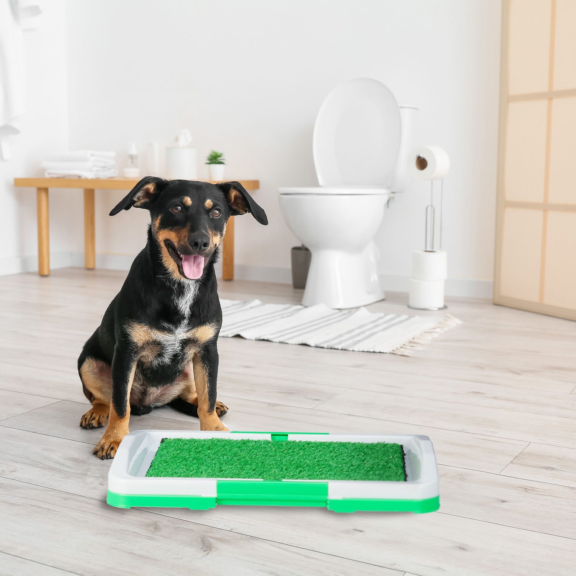 Hundeklo mit Rasen Weiss-Grün von Relaxdays