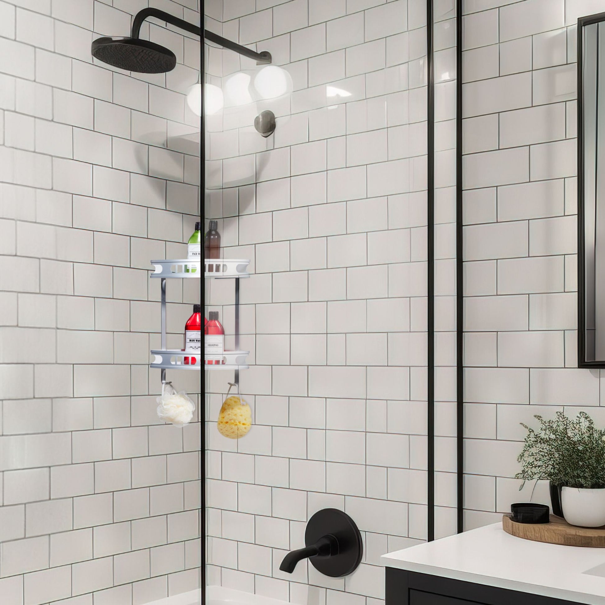 Badeckregal für Dusche Silber von Relaxdays