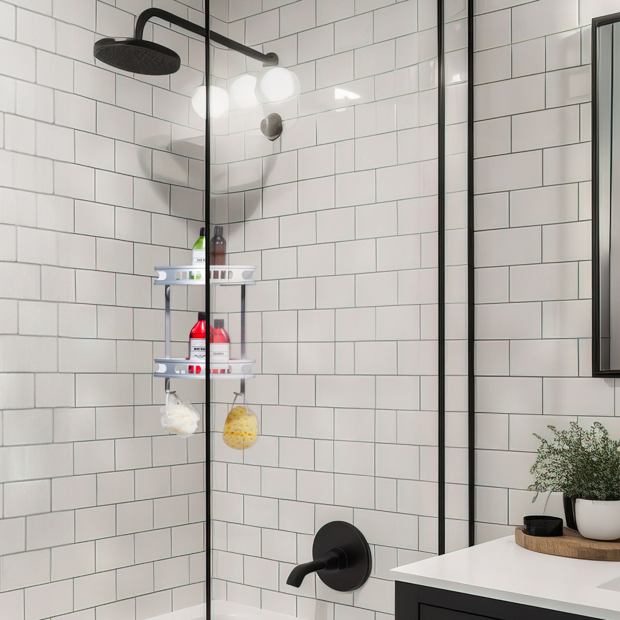 Badeckregal für Dusche Silber von Relaxdays