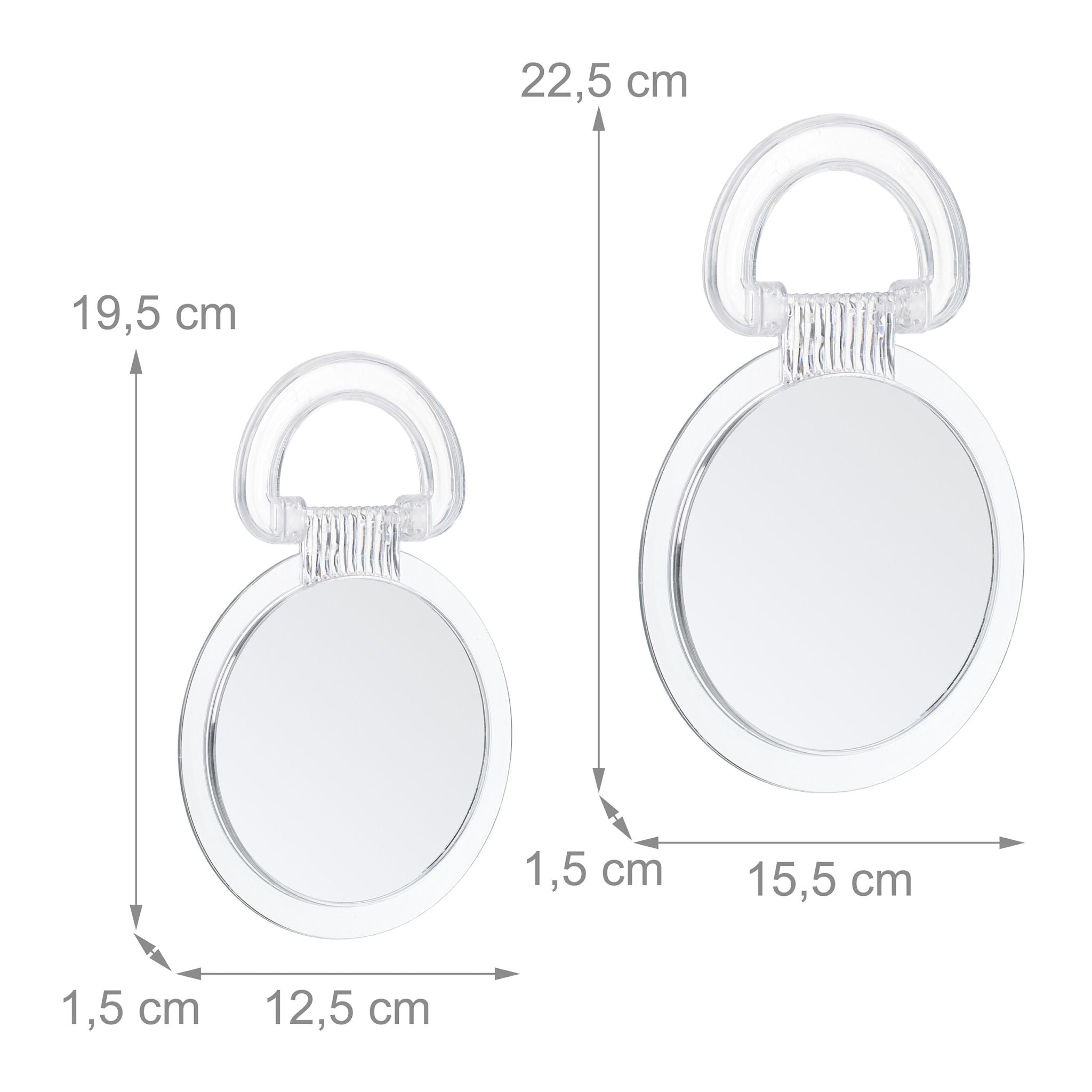 Spiegel mit Klappgriff 2er-Set Transparent