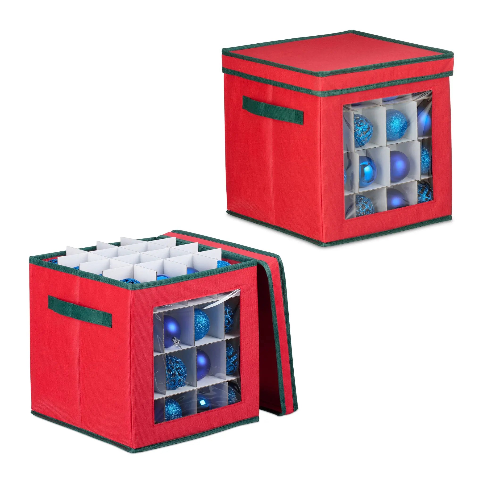Weihnachtskugel Aufbewahrungsbox 2er-Set Weiss-Dunkelgrün-Rot von guteszeug.ch