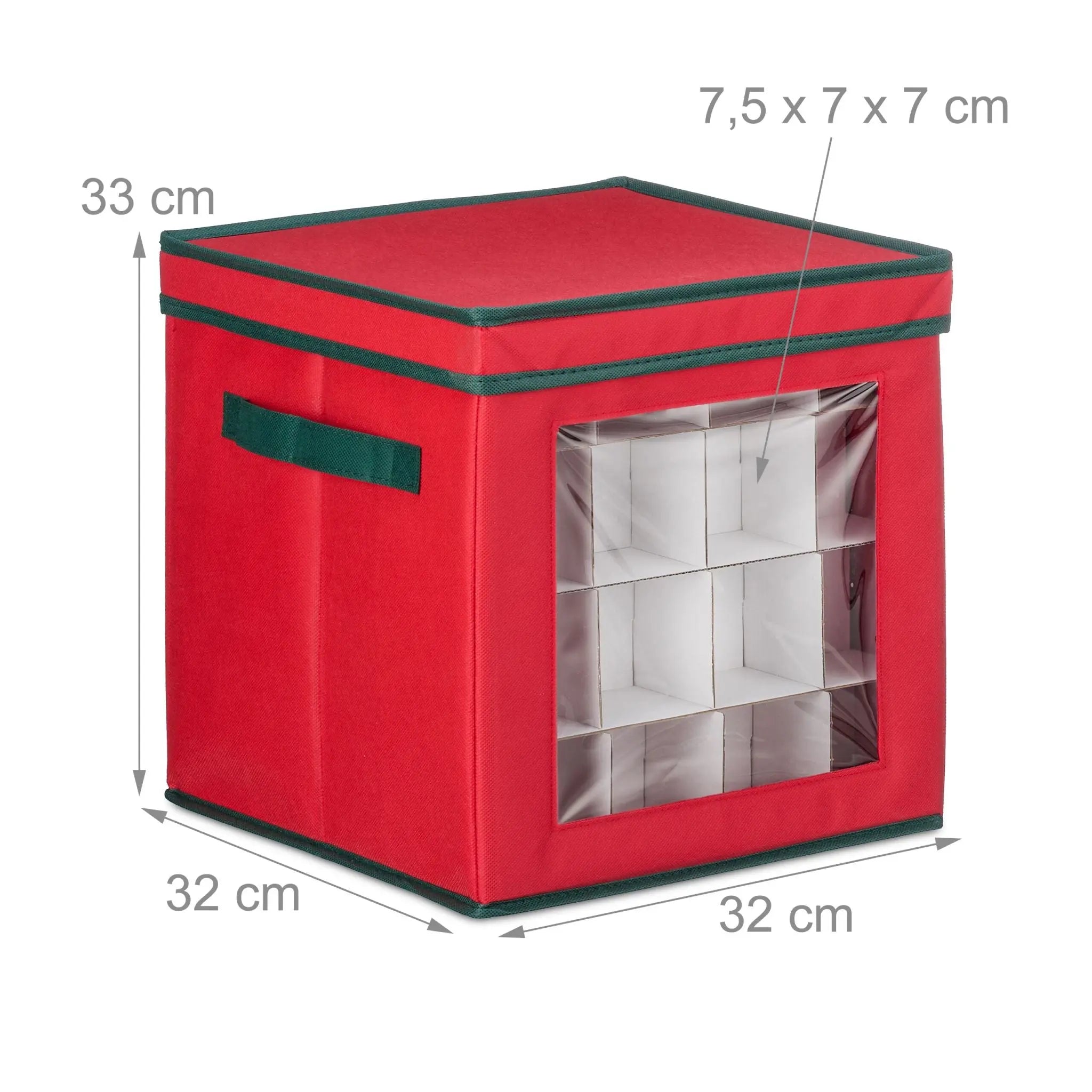 Weihnachtskugel Aufbewahrungsbox 2er-Set Weiss-Dunkelgrün-Rot von Relaxdays