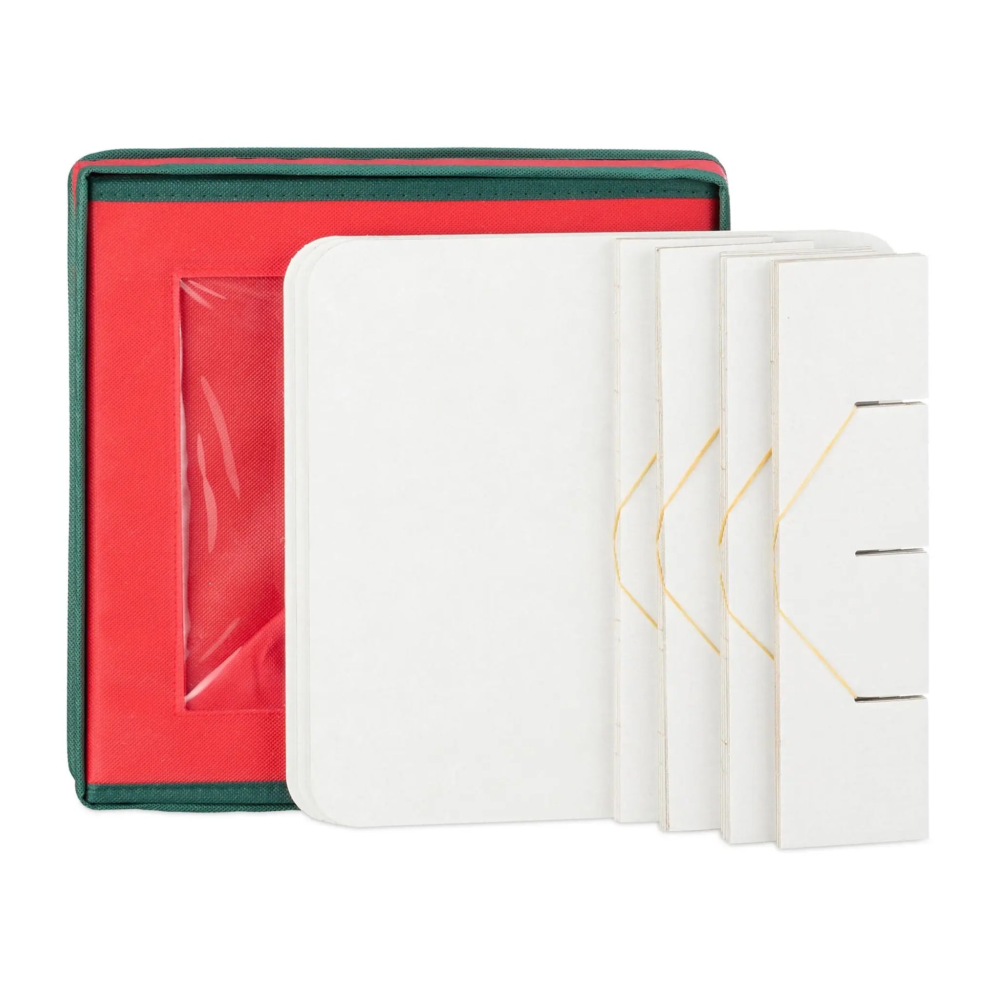Weihnachtskugel Aufbewahrungsbox 2er-Set Weiss-Dunkelgrün-Rot von Relaxdays
