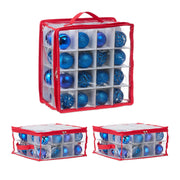 Weihnachtskugel Aufbewahrungsbox 3er-Set Weiss-Rot-Transparent von Relaxdays