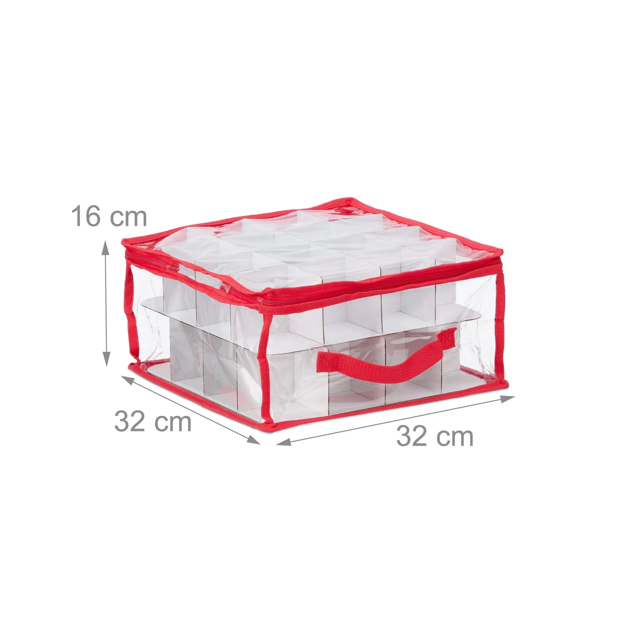 Weihnachtskugel Aufbewahrungsbox 3er-Set Weiss-Rot-Transparent von Relaxdays