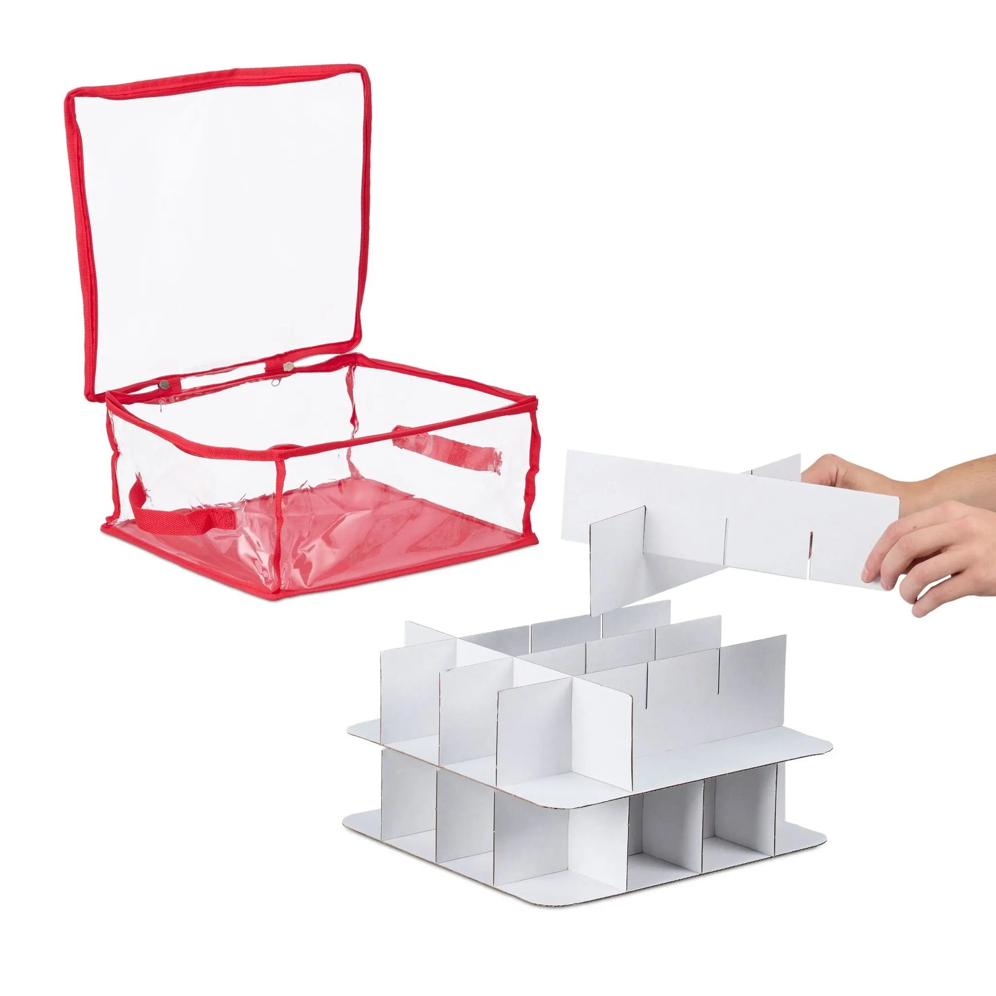 Weihnachtskugel Aufbewahrungsbox 3er-Set Weiss-Rot-Transparent von Relaxdays