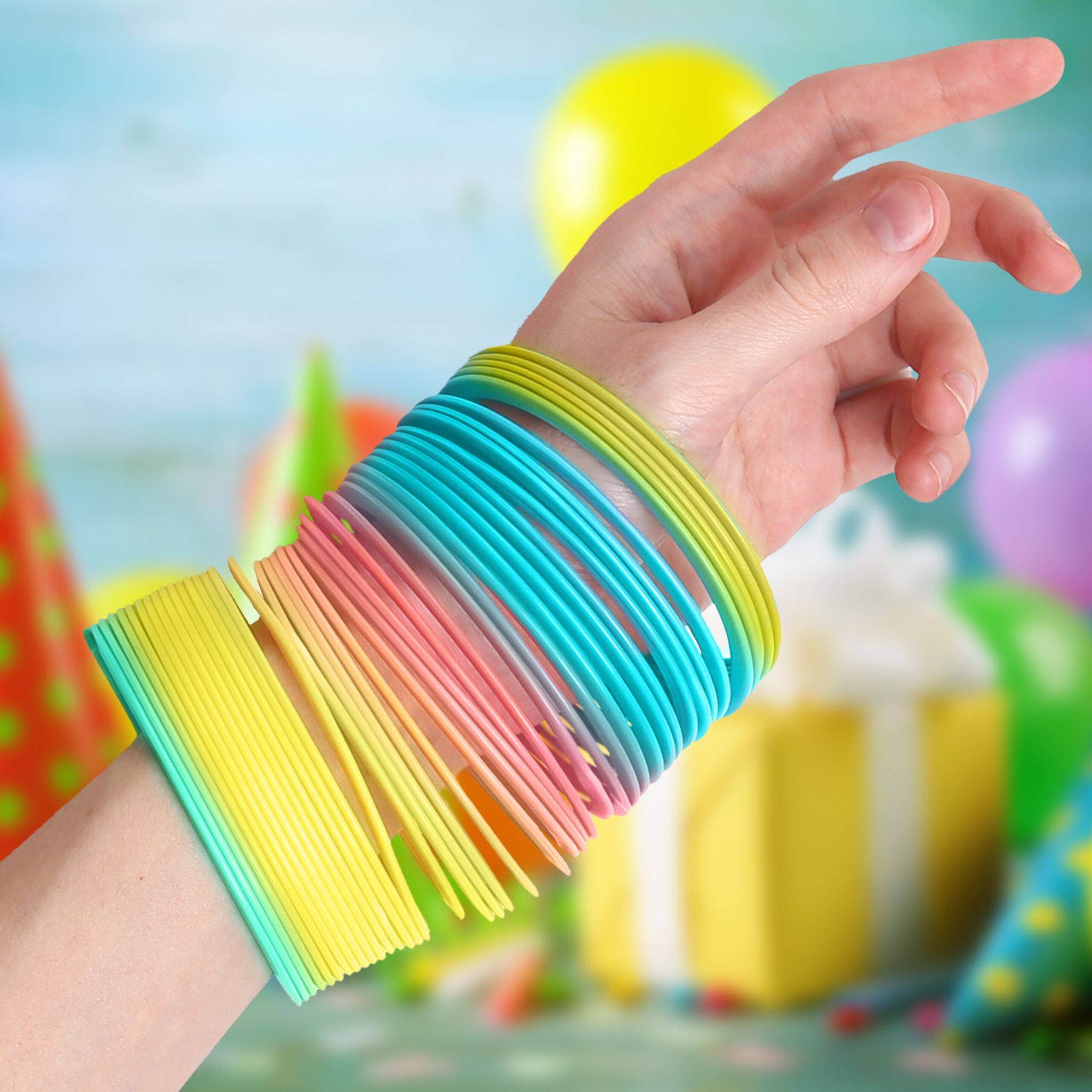 Regenbogenspirale 4er-Set Gelb-Rosa-Türkis von Relaxdays