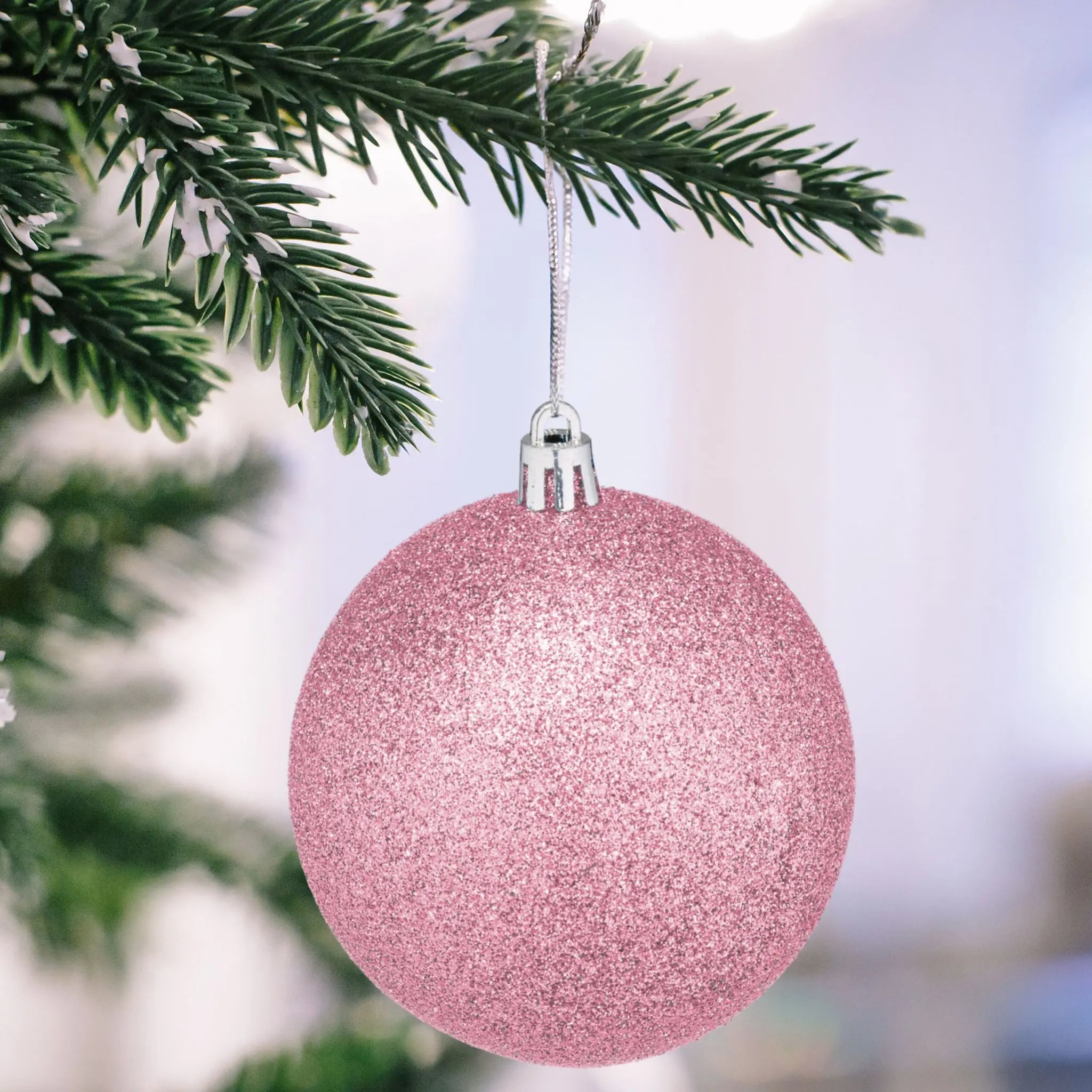 Weihnachtskugeln im 110er-Set Rosa-Silber von Relaxdays