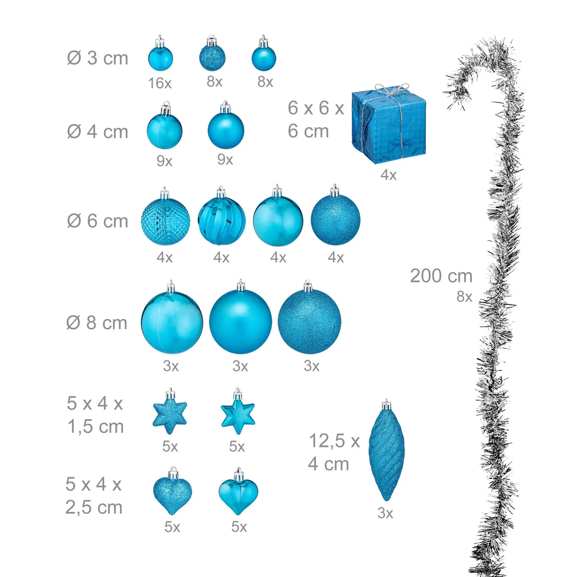 Weihnachtskugeln im 110er-Set Türkis-Silber von guteszeug.ch