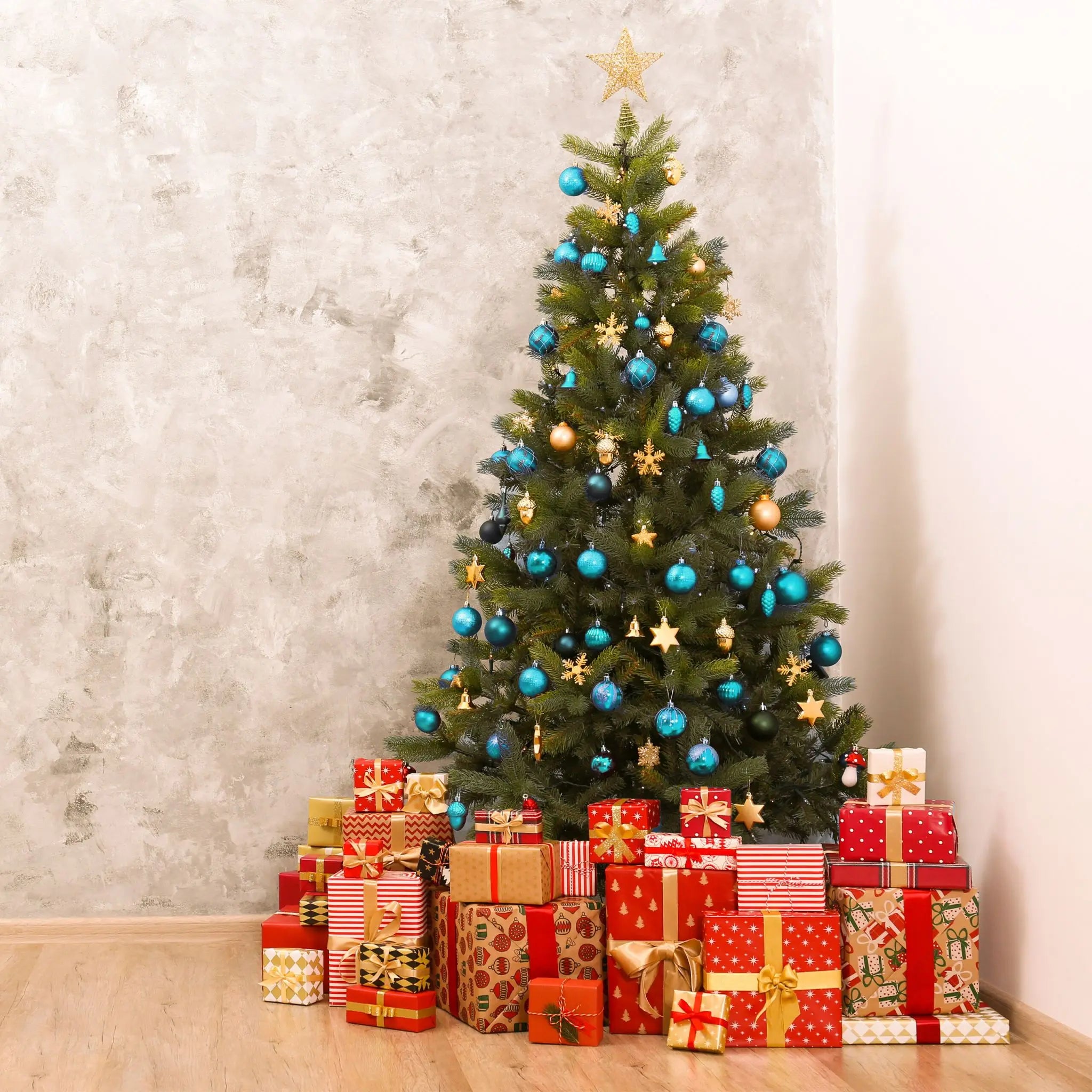 Weihnachtskugeln im 110er-Set Türkis-Silber von guteszeug.ch
