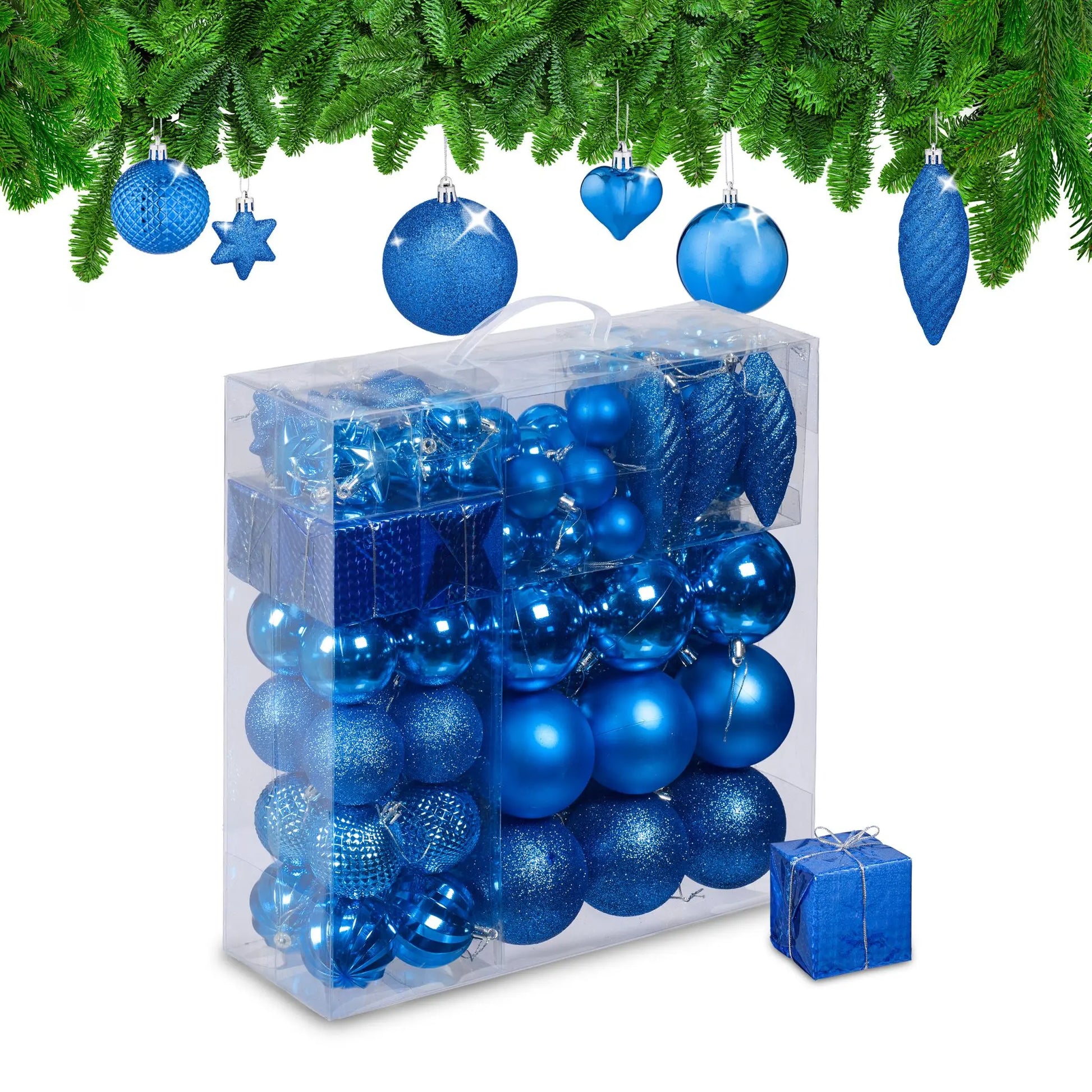 Weihnachtskugeln im 110er-Set Blau-Silber von Relaxdays
